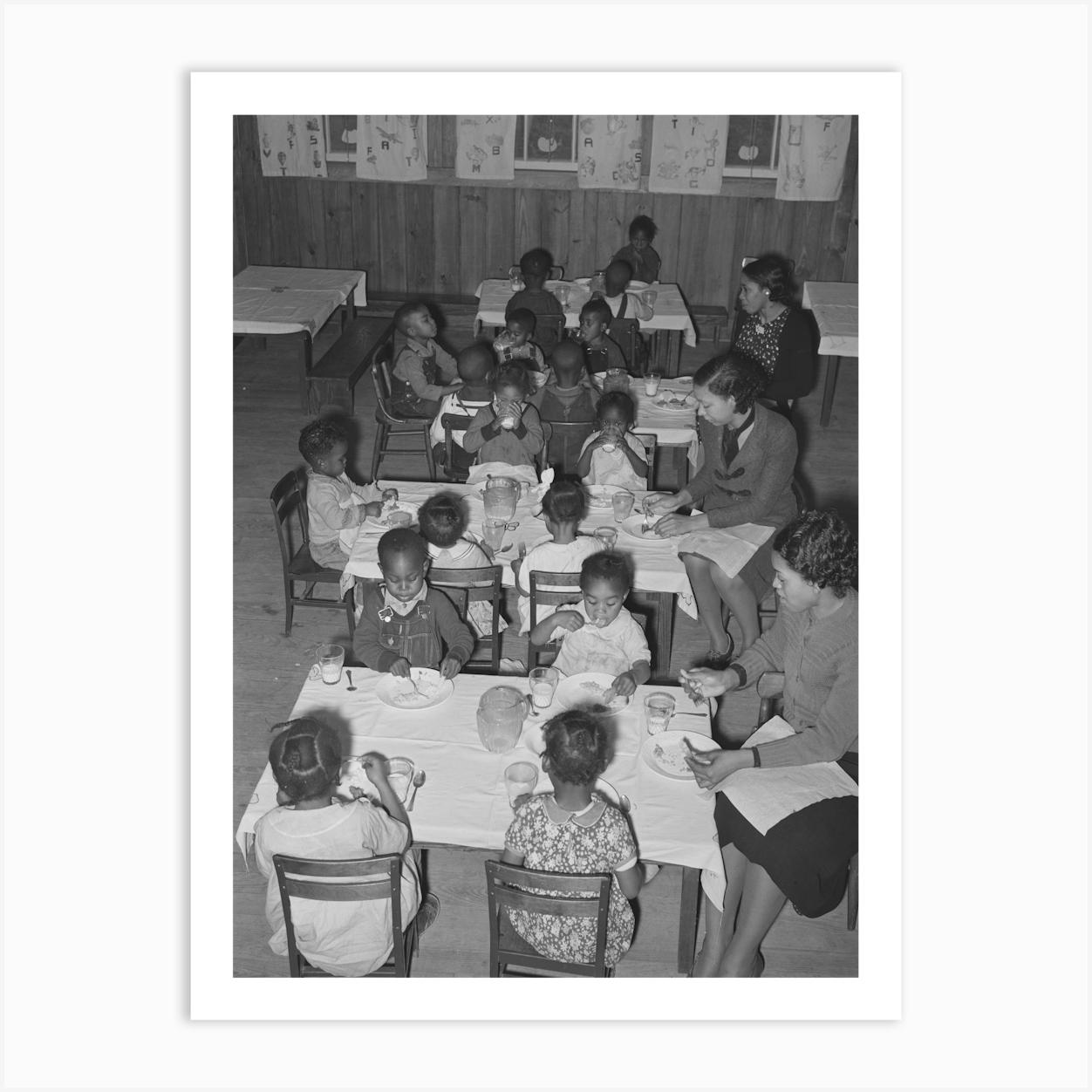 Luncheon In Nursery School, Lakeview Project, Arkansas By Russell Lee Poster