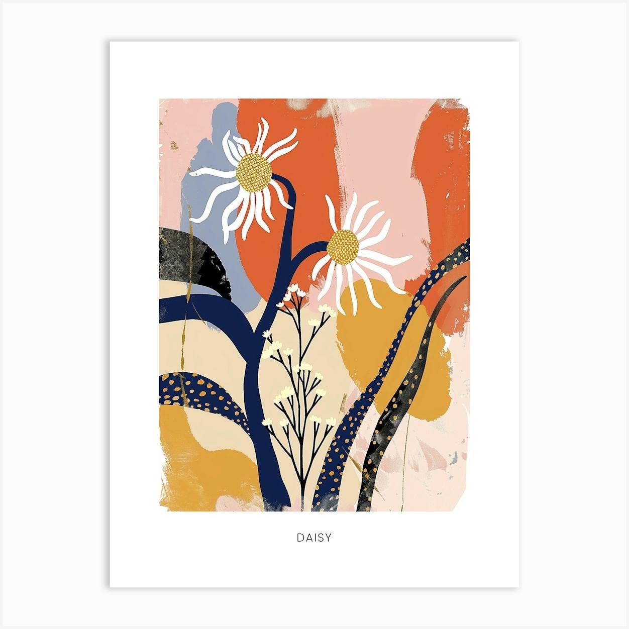 Colourful Flower Illustration Poster Daisy 1 Art Print by Botanic Studio