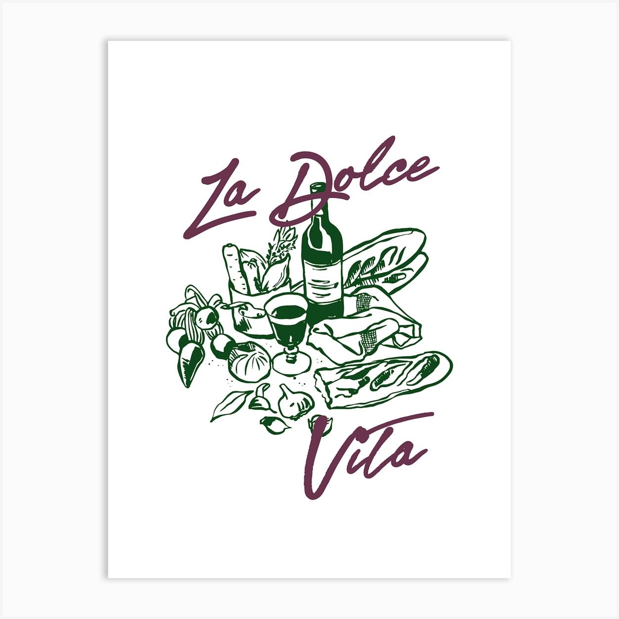 Cheese Board & Wine Glass La Dolce Vita Poster, Italian Wall Art Decor, Aperitif Gift, Ciao Bella, French Wine Art Print by SplishSplashLab