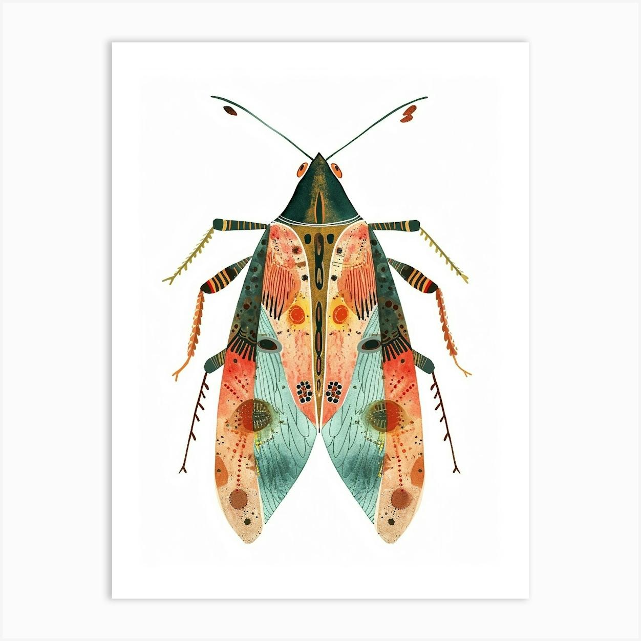 Colourful Insect Illustration Leafhopper 6 Art Print by Ritual Art Prints