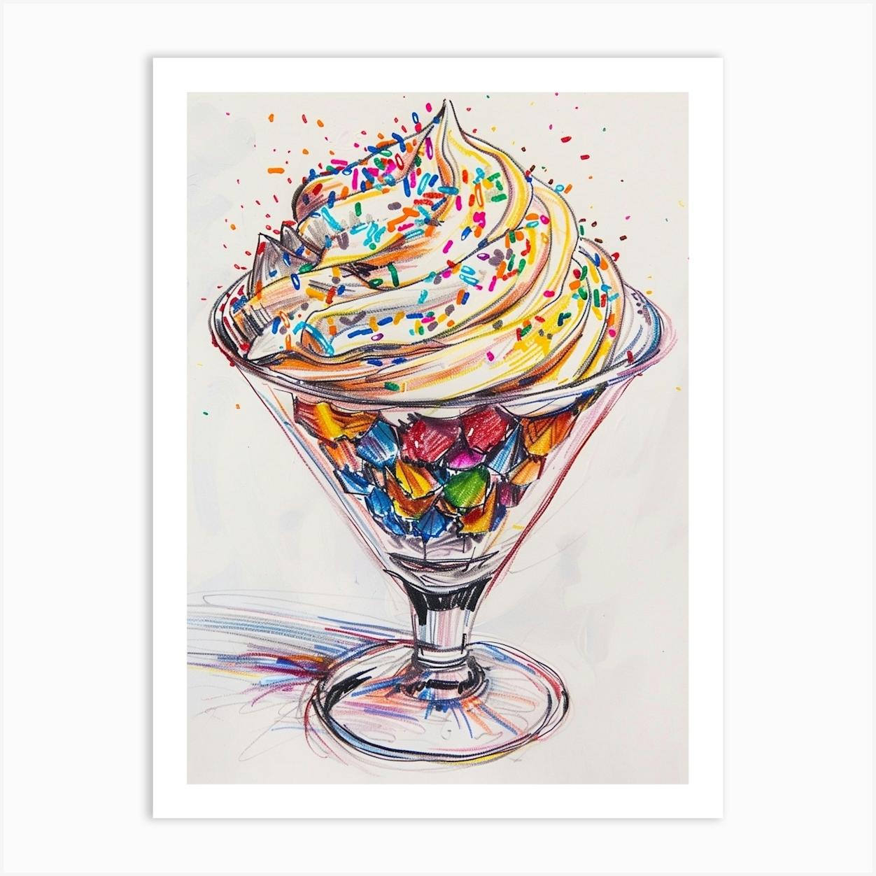Rainbow Trifle With Sprinkles Mixed Media Painting 3 Poster