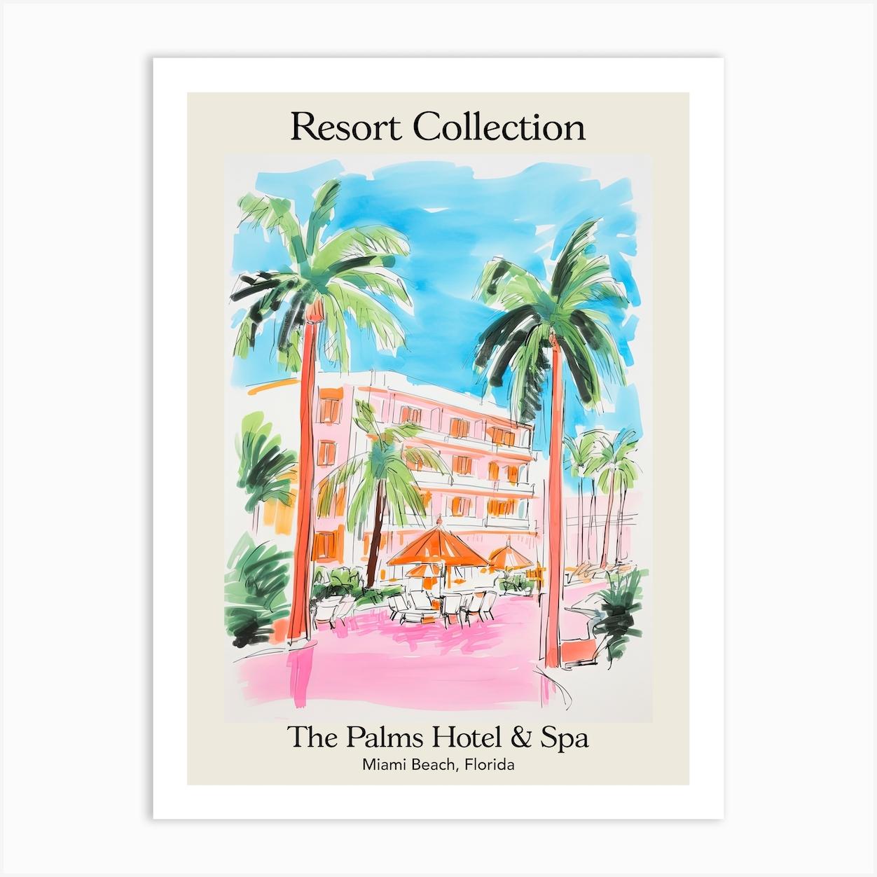 Poster Of The Palms Hotel & Spa Miami Beach, Florida Resort Collection Storybook Illustration 2 Art Print by Travel Poster Collection