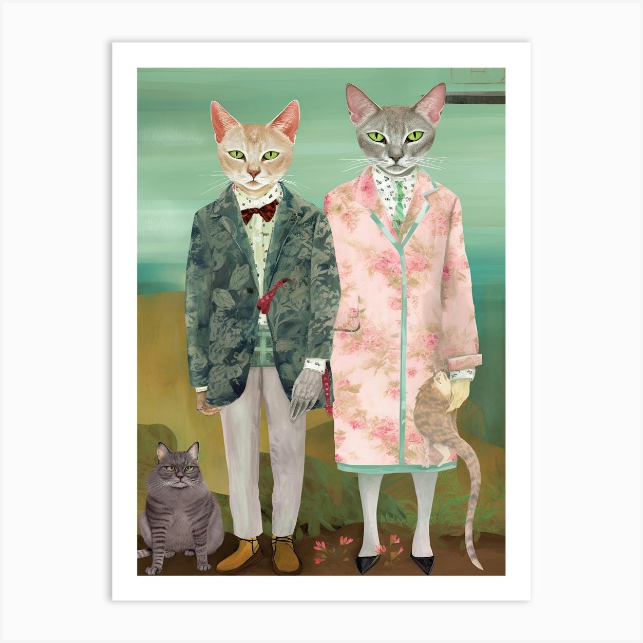 Gucci Fashionista Cats 13 Art Print by Mambo