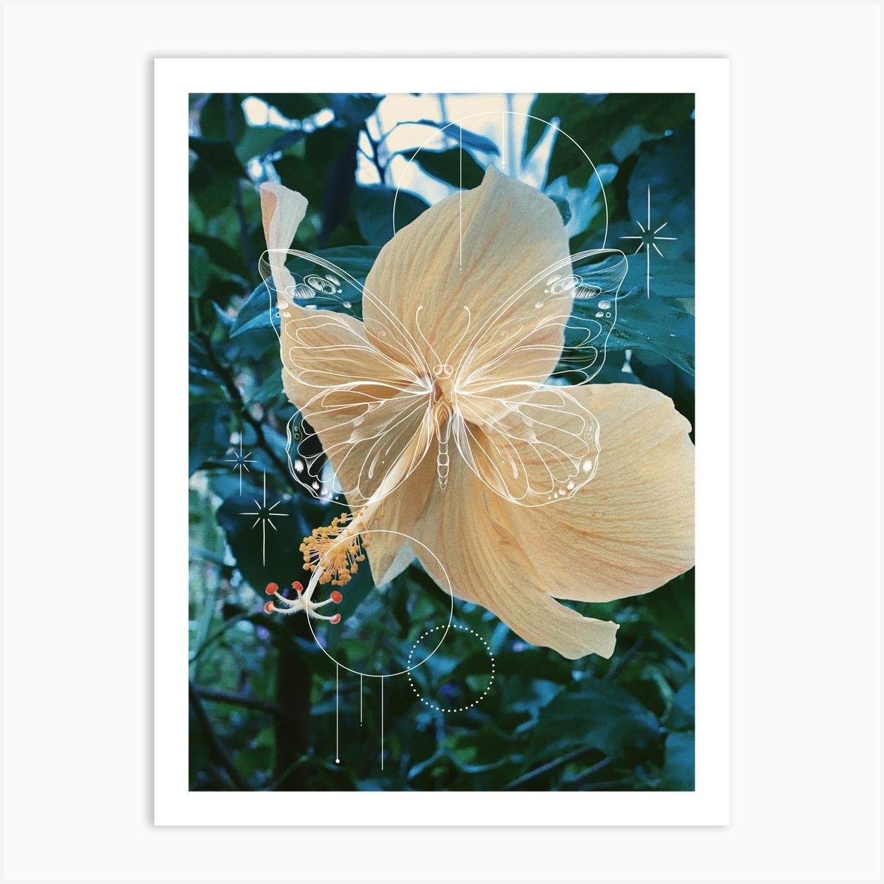 Butterfly Hibiscus Art Print by Jade Chanel