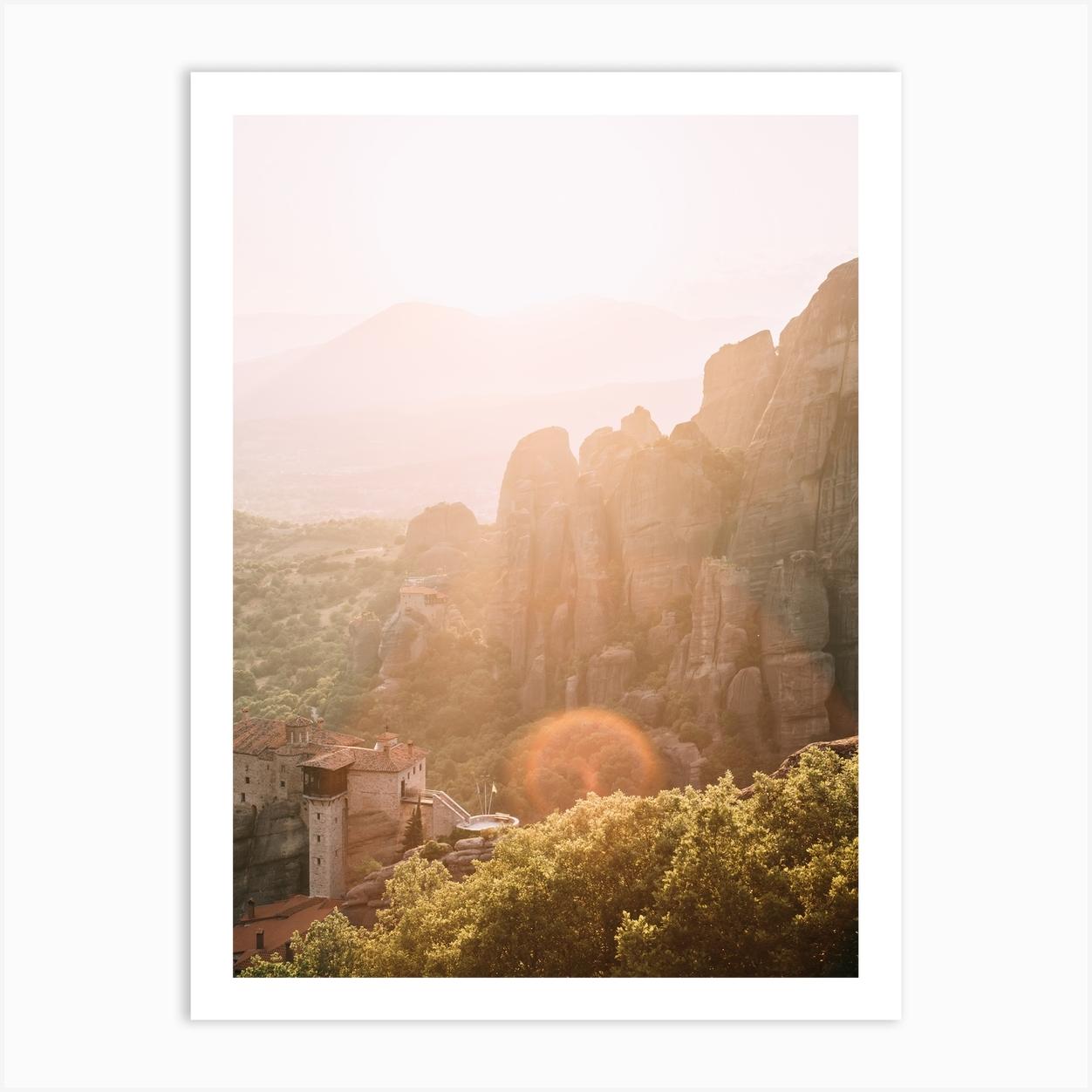 Greek Sunset Monastery Art Print by Pati Photography