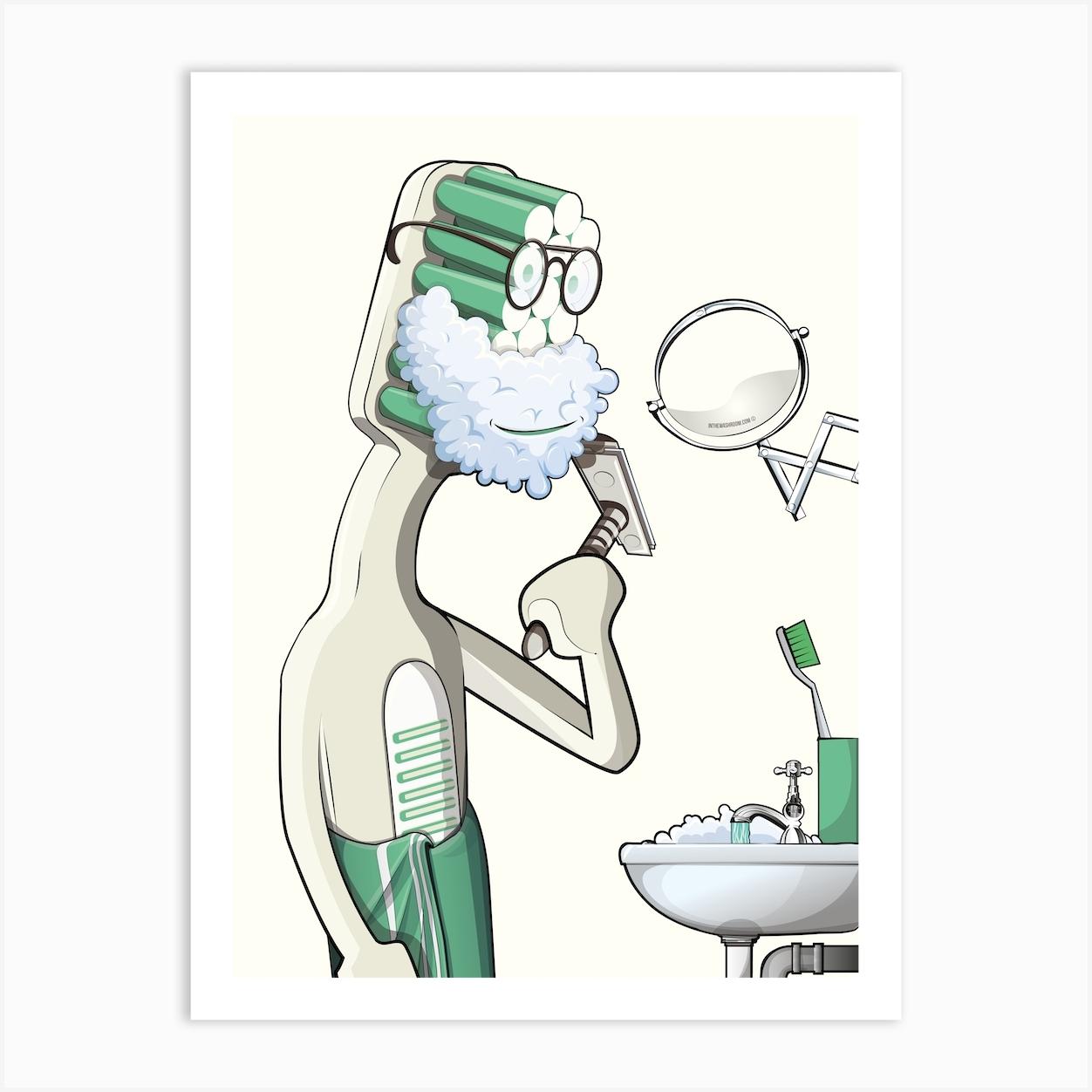 Toothbrush In The Bathroom Art Print by Wyatt 9