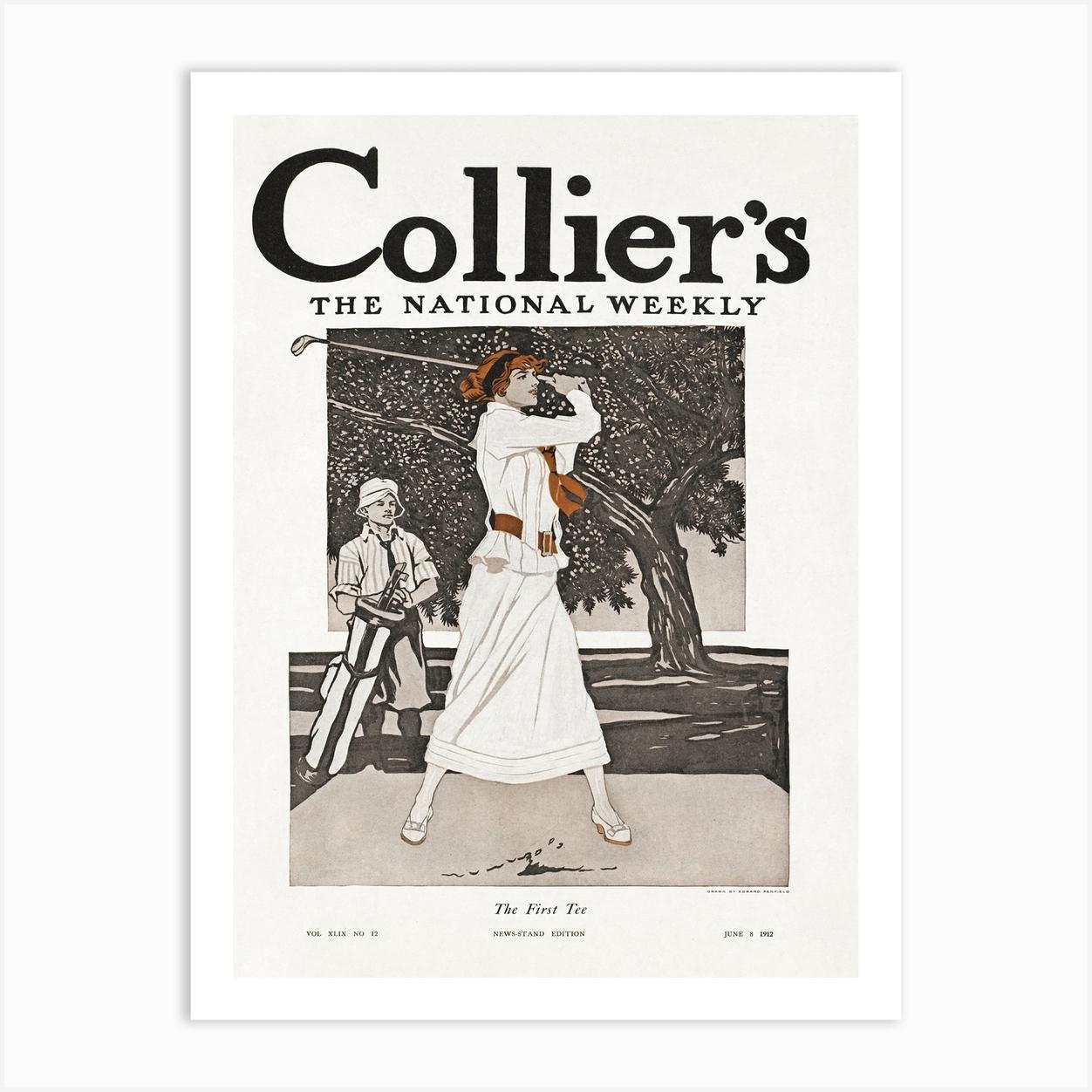 Collier S, The National Weekly, The First Tee (1912), Edward Penfield Art Print by Fy! Classic Art Prints and Posters