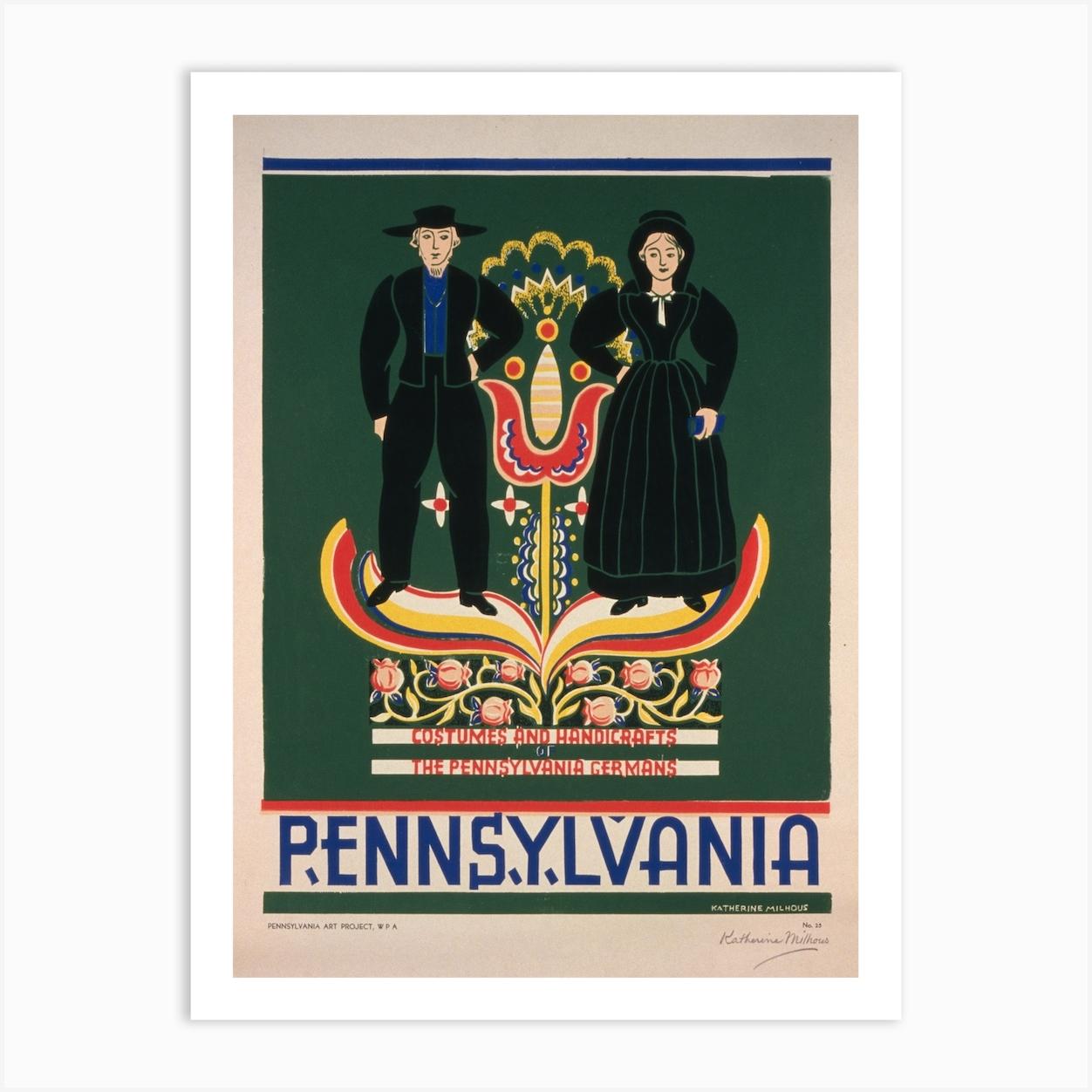 Pennsylvania Costumes And Handicrafts Art Print by Fy! Classic Art Prints and Posters