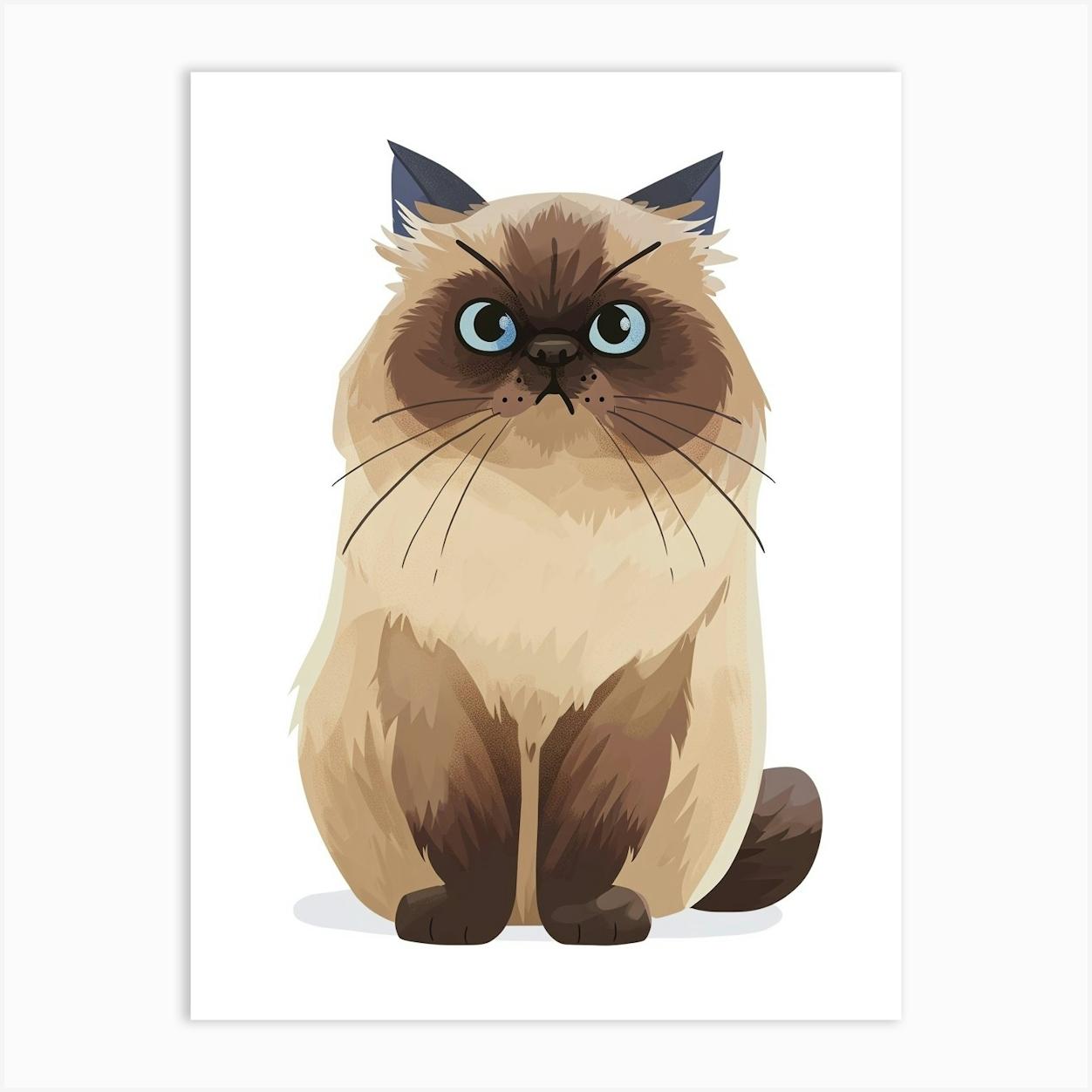 Himalayan Cat Clipart Illustration 4 Art Print by Woof and Whiskers