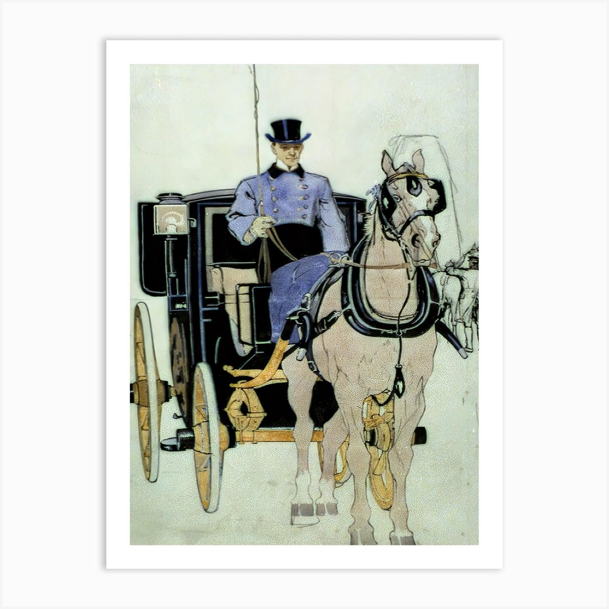 Driver With Horse And Carriage, Edward Penfield Póster