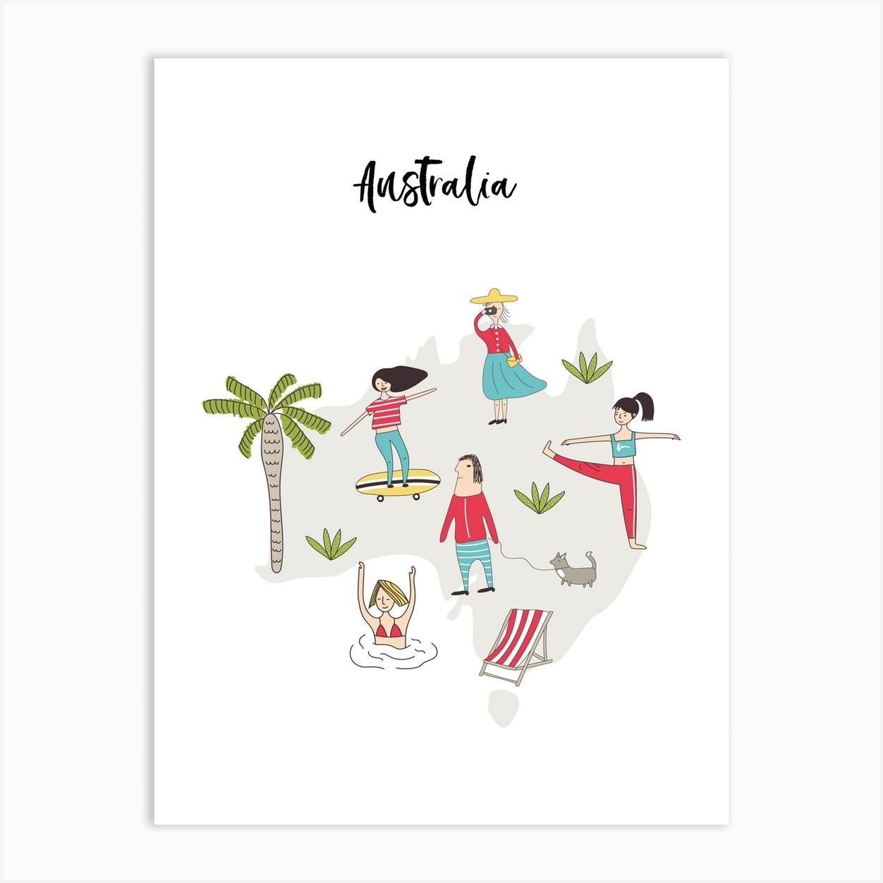 Australia Map Art Print by Nestory UK