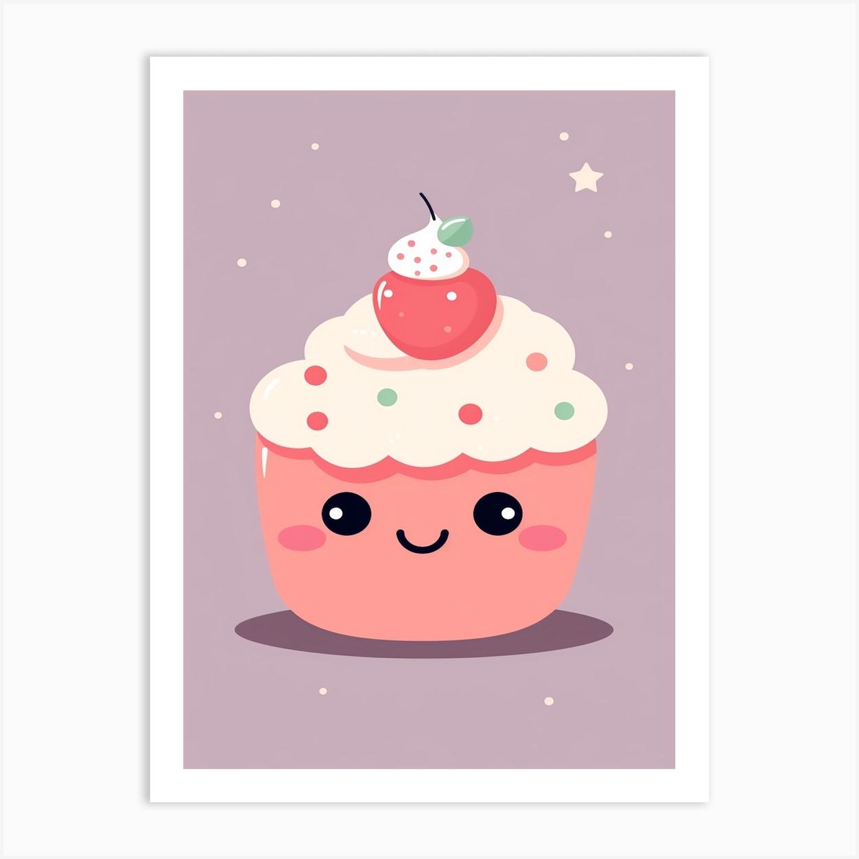 Cupcake Kawaii Illustration 1 Art Print by Kawaii Kingdom