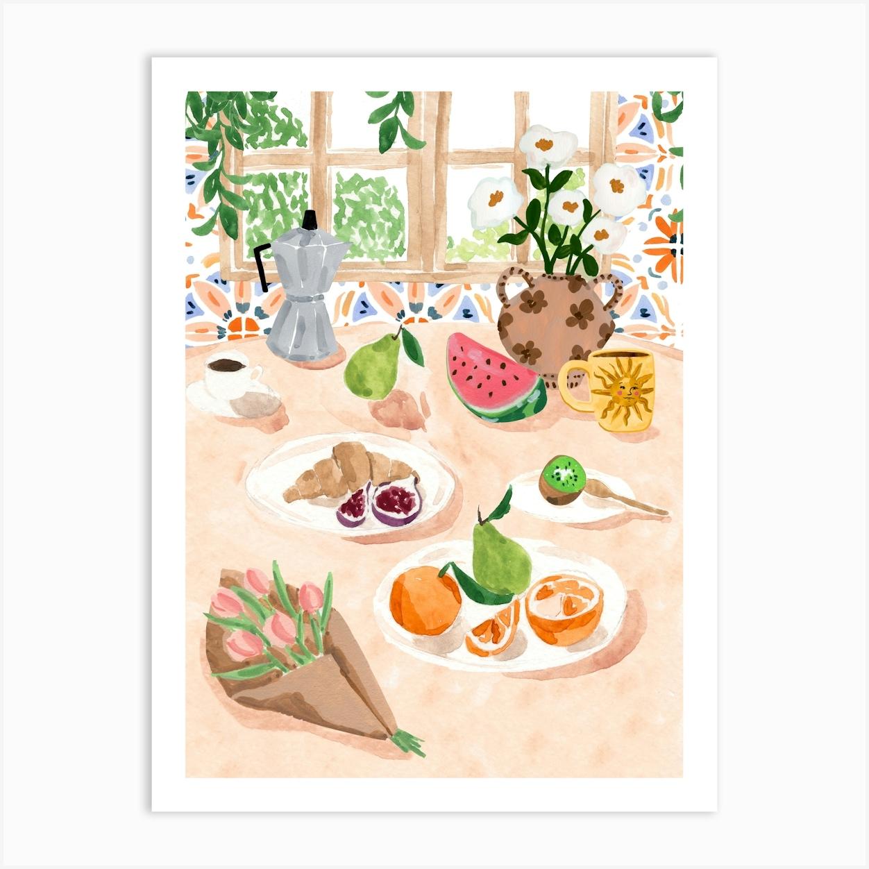 Cozy Kitchen Table Art Print by Sabina Fenn