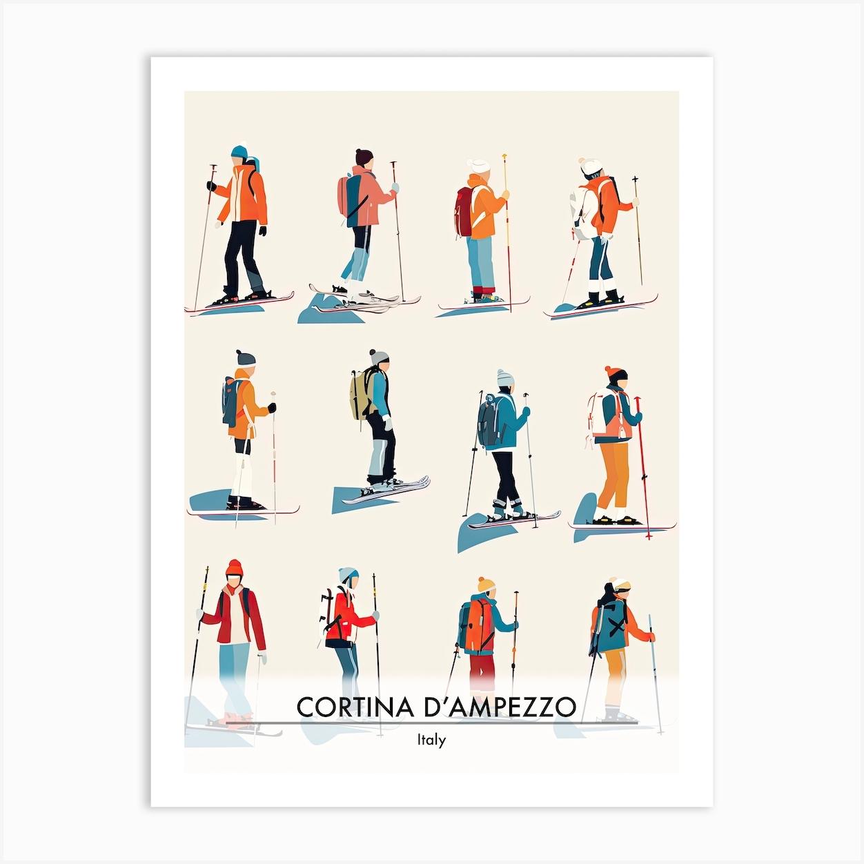 Cortina D Ampezzo Italy, Ski Resort Poster Illustration 2 Art Print by Piste Posters