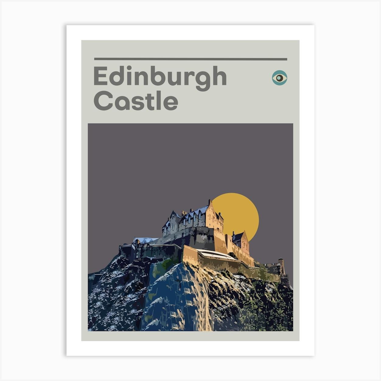 Edinburgh Castle Travel Print Retro Aesthetic Poster Edinburgh Art Gift Mid Century Modern Decor Original Illustration Kitchen Wall Art Art Print by