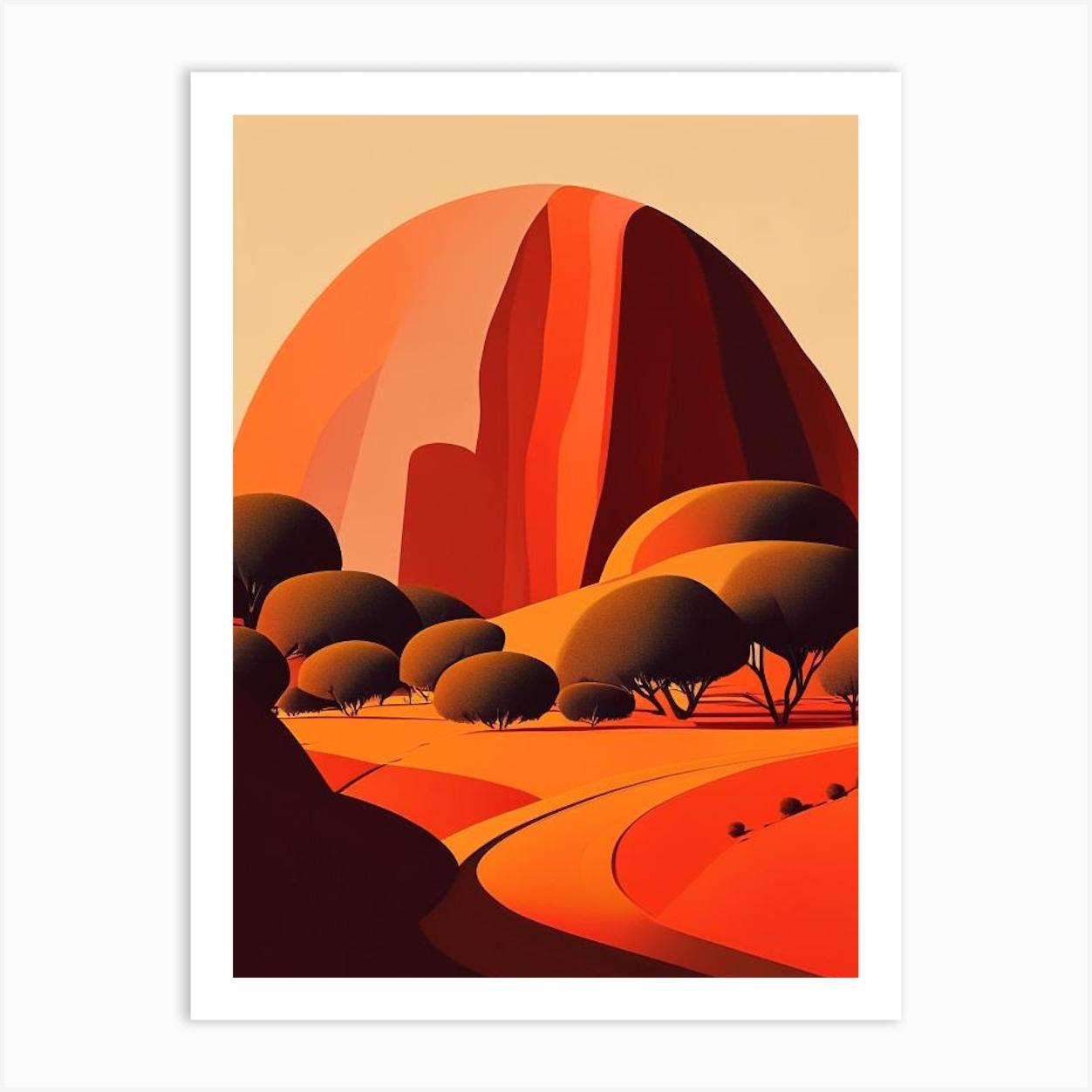 Uluru Retro Art Print by National Park Posters
