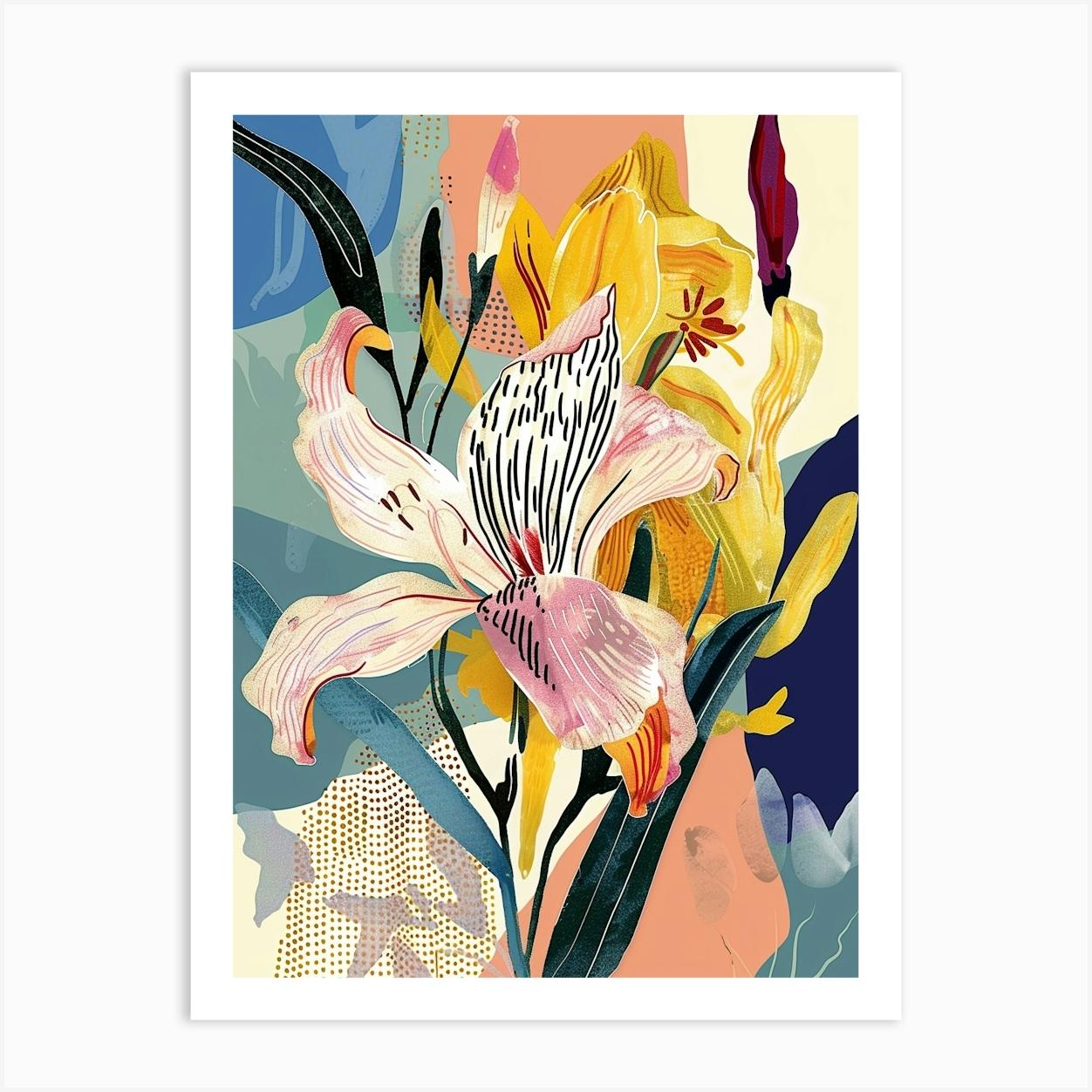 Colourful Flower Illustration Freesia 3 Art Print by Botanic Studio