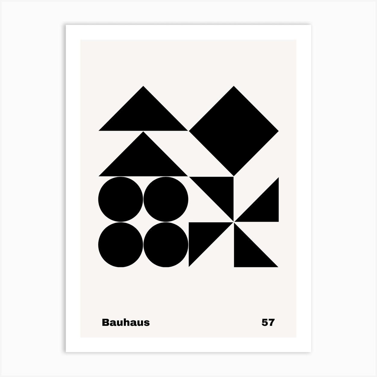 Geometric Bauhaus Poster B&W 57 Art Print by Vivid Pear
