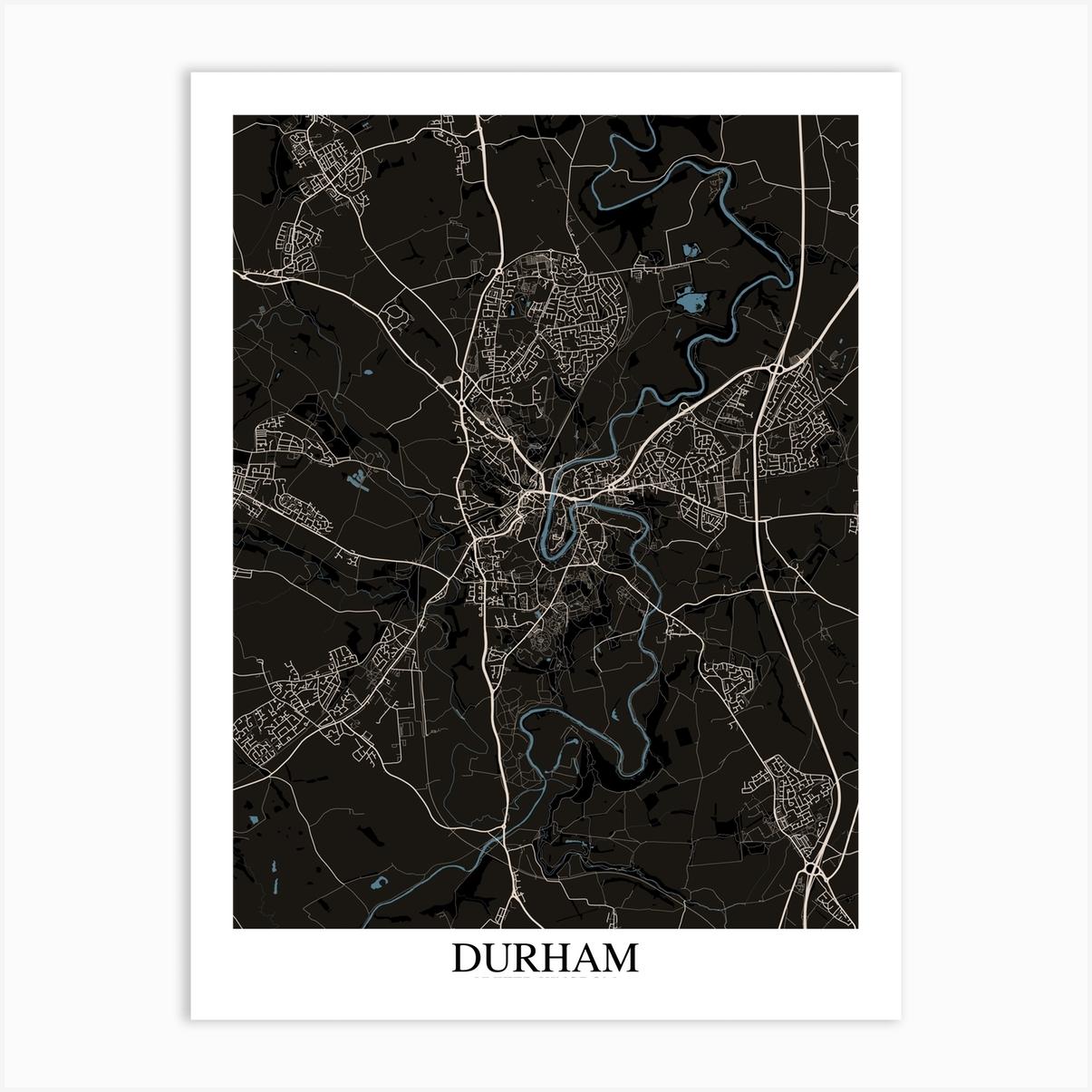 Durham Black Blue Art Print by Mapply
