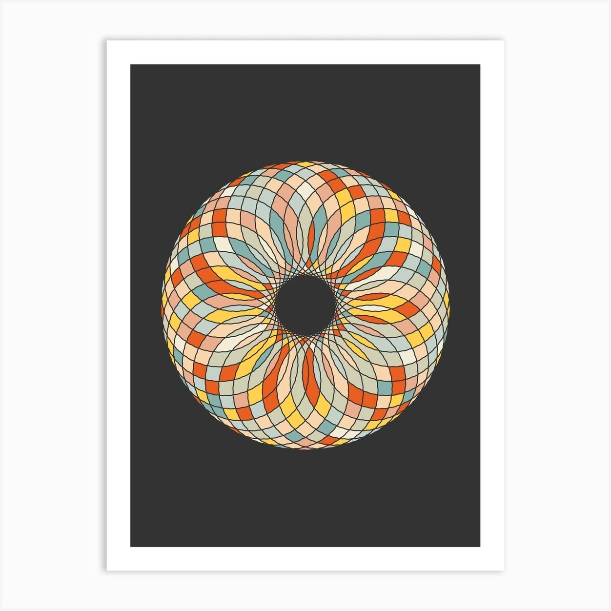 Mosaic Stained Glass Wavy Doughnut Abstract Minimal Art Print by Counter Colour