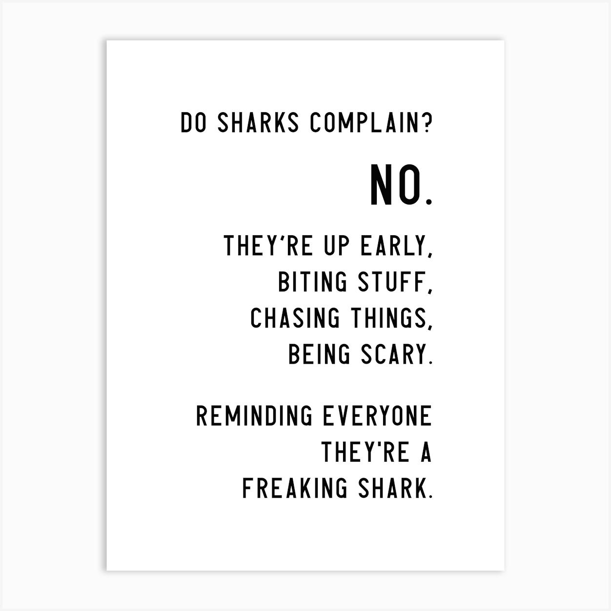 Shark Gym Quote Art Print by KIKIANDNIM