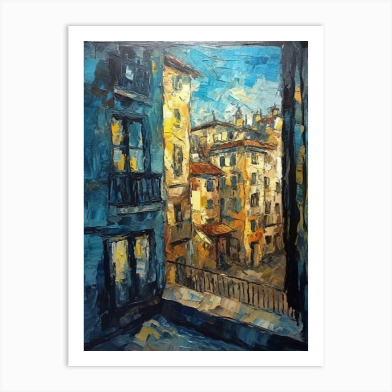Window View Of Barcelona In The Style Of Expressionism 4 Art Print by Urban Vistas