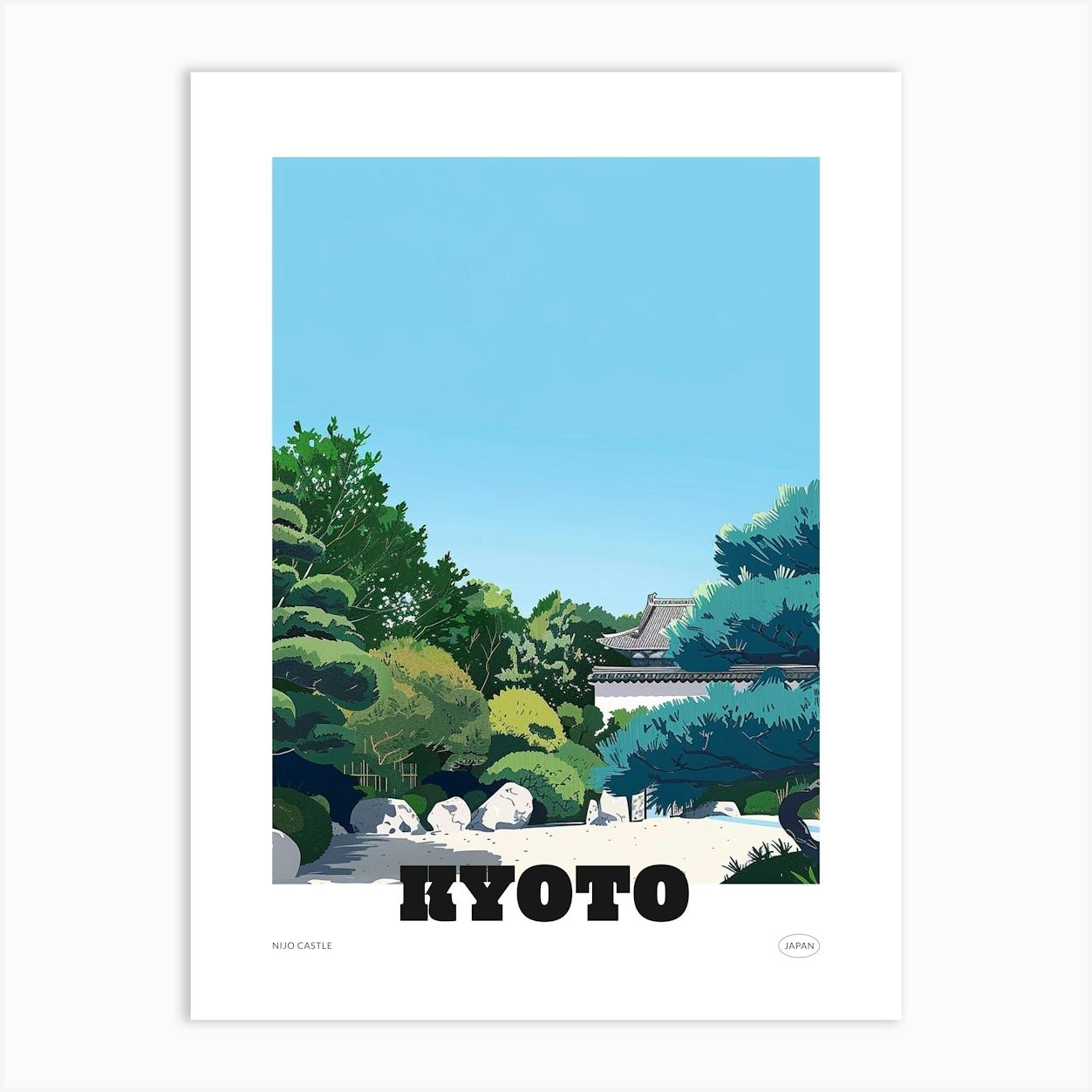 Nijo Castle Kyoto 1 Colourful Illustration Poster Art Print by Japan Journey