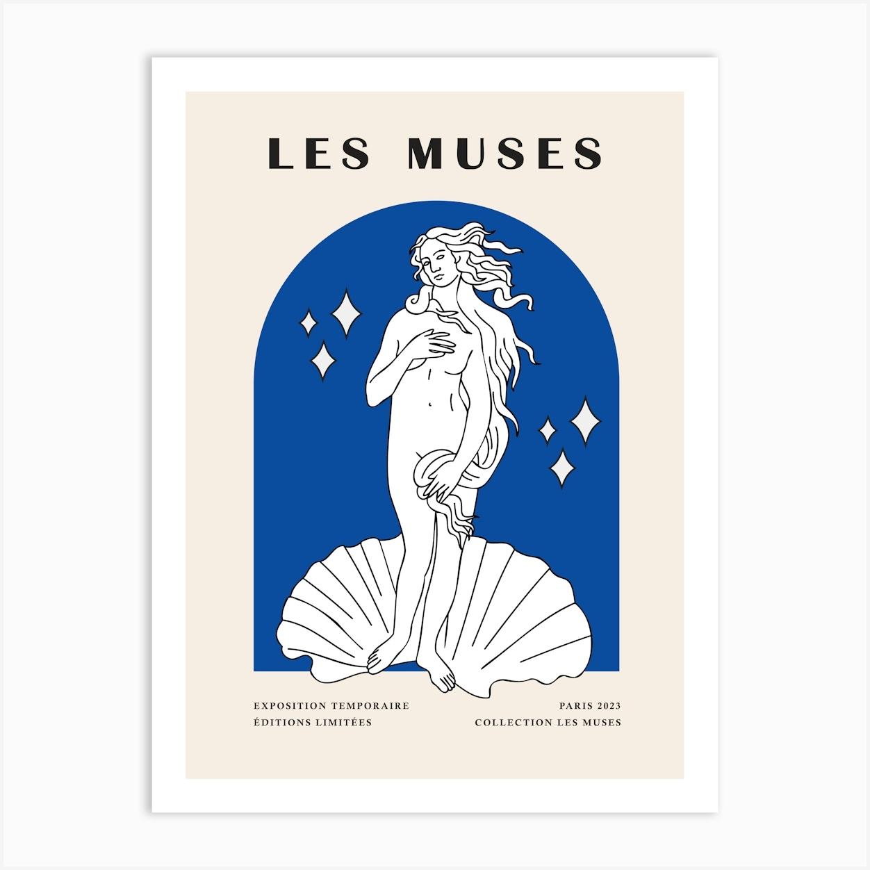 Les Muses Print Blue Art Print by posterami
