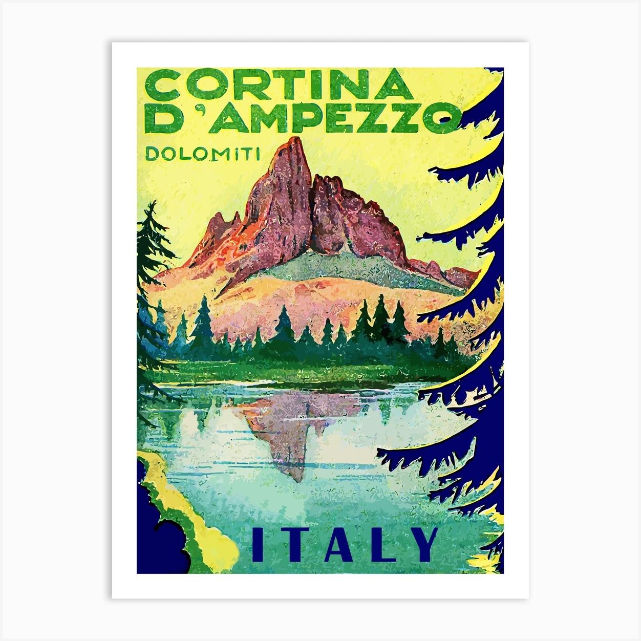 Cortina Di Ampezzo, Dolomiti, Italy Art Print by Vintage Spirit
