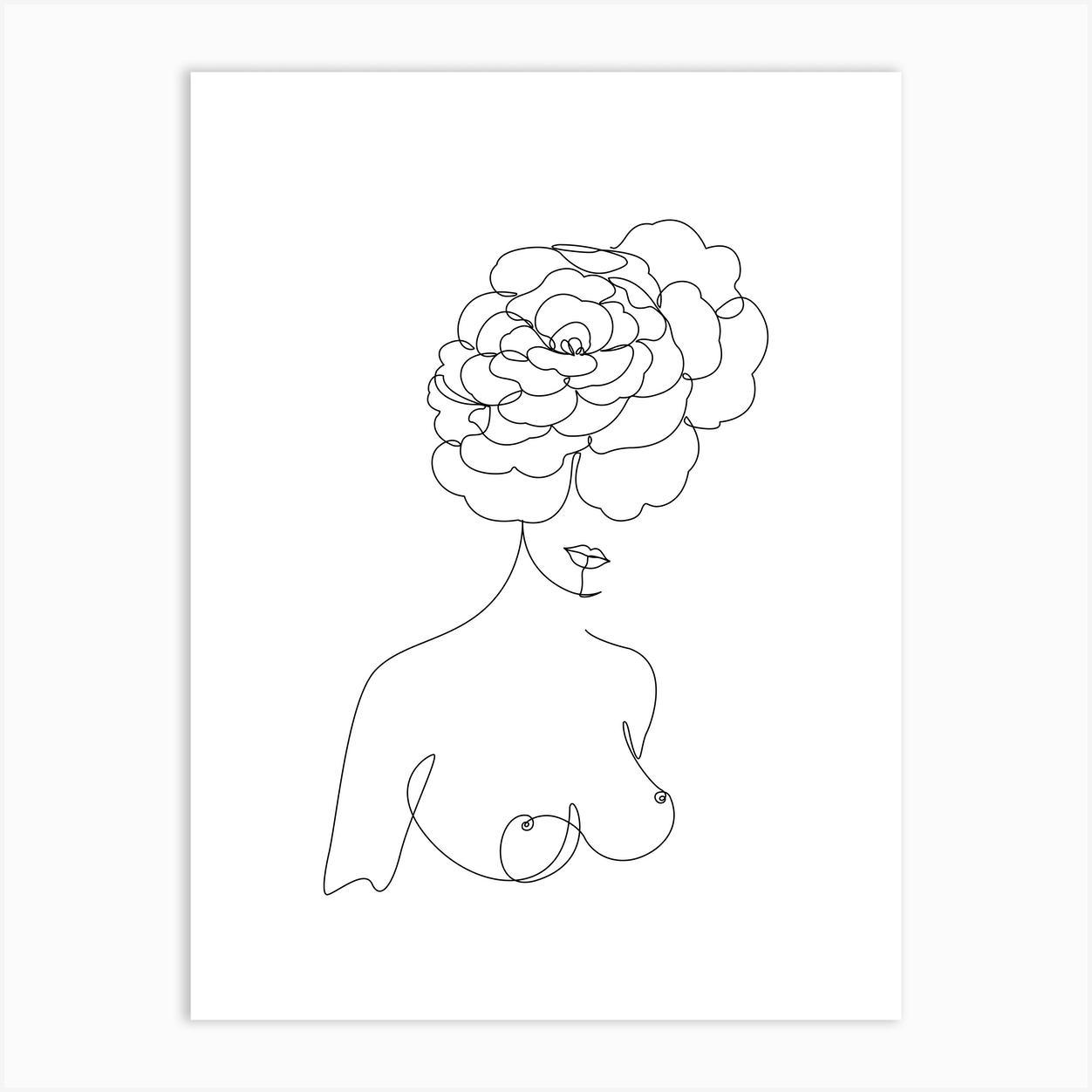 Female Flower Line A Art Print by Doriscici Art