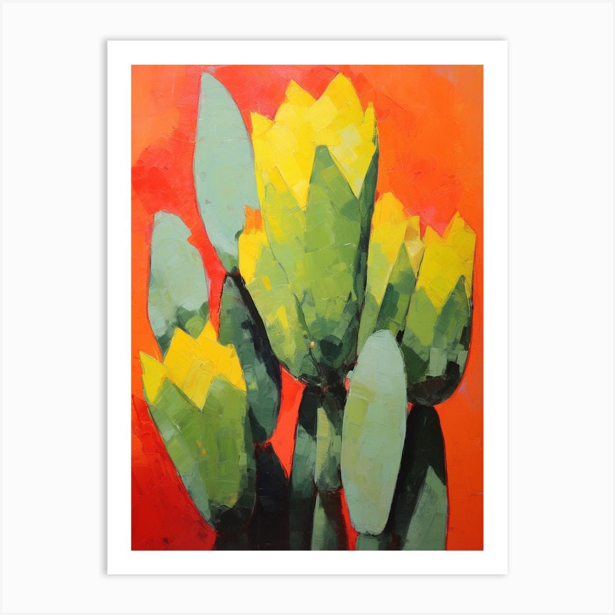 Cactus Painting Nopal Cactus 3 Art Print by Botanic Studio