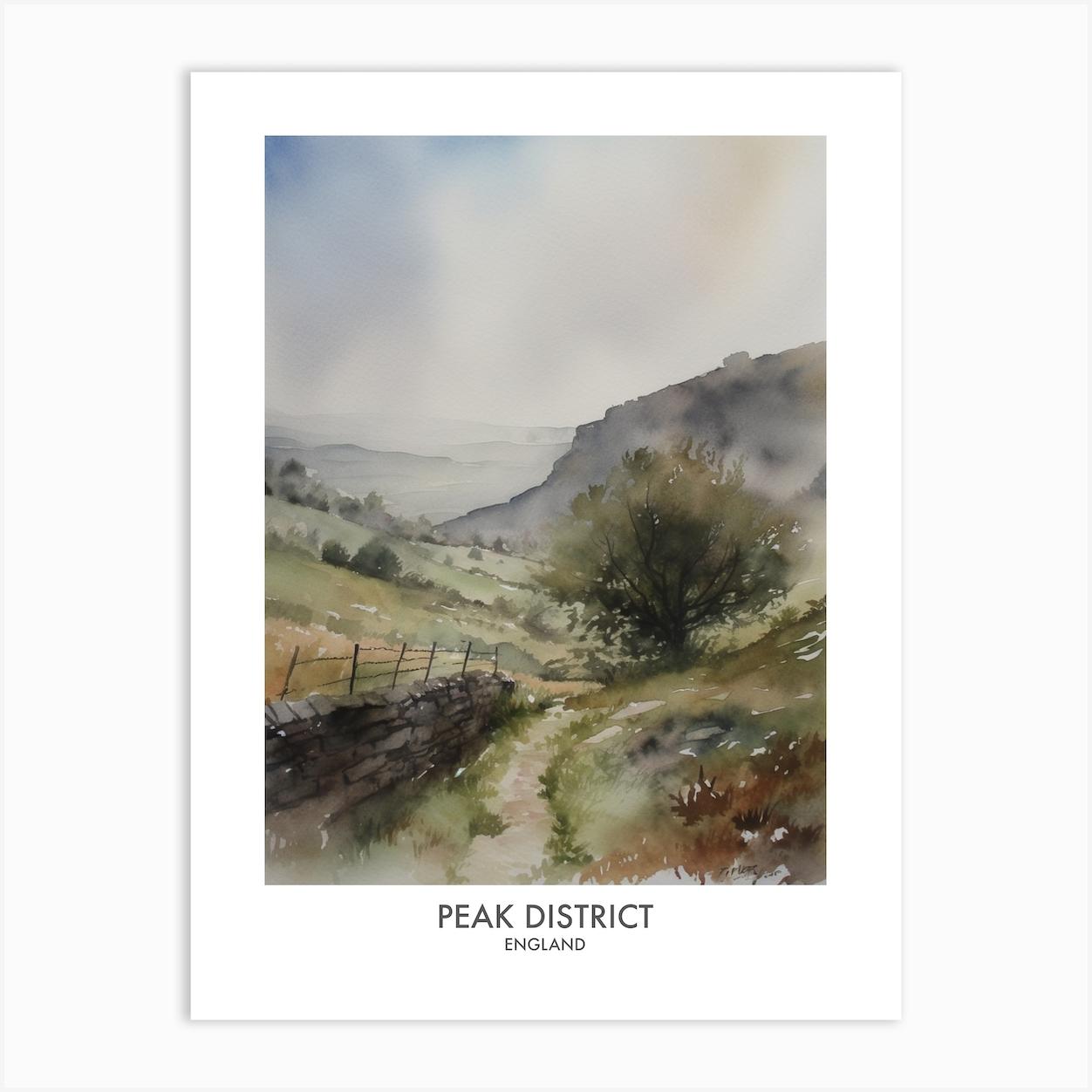 Peak District 6 Watercolour Travel Poster Art Print by Fusion Designs