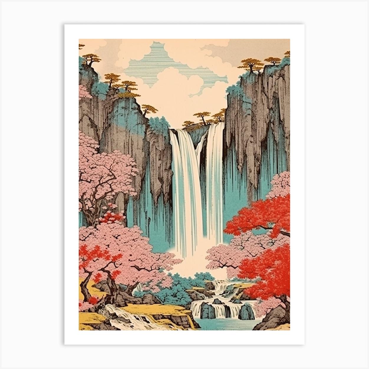 Kegon Falls, Japan Vintage Travel Art 2 Póster