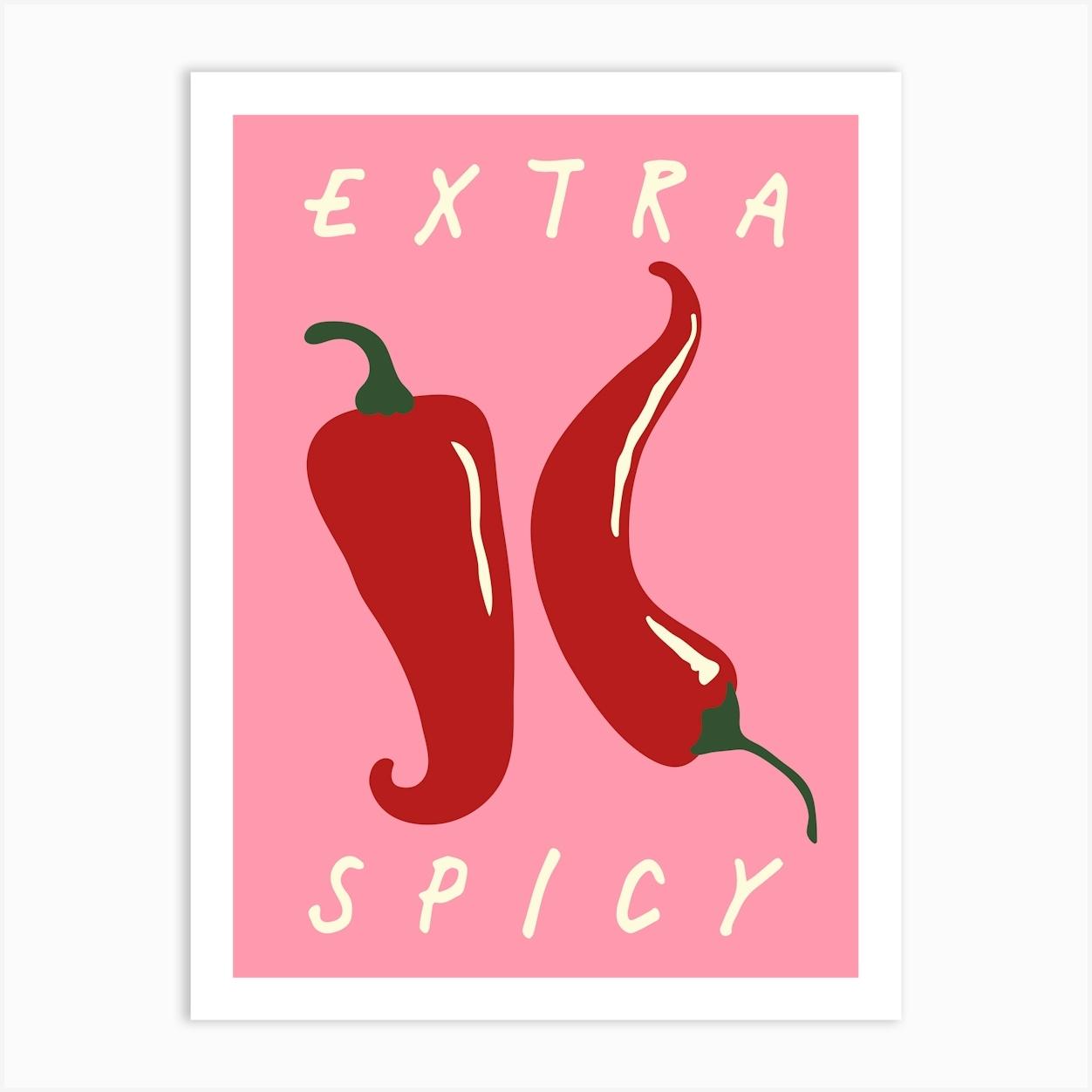 Extra Spicy Pink Kitchen Decor Art Print by posterami