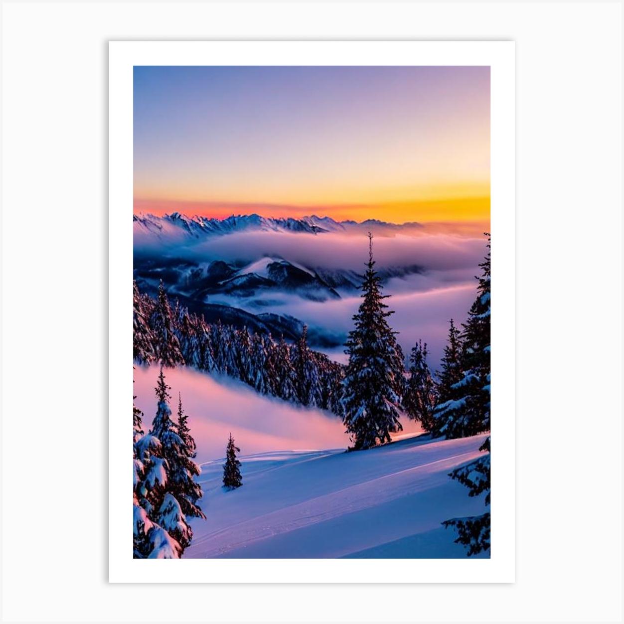Bad Gastein, Austria Sunrise Skiing Poster Poster