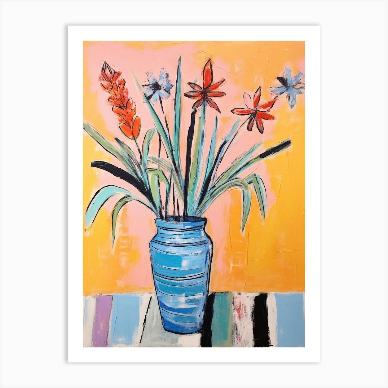 Flower Painting Fauvist Style Kangaroo Paw 1 Art Print by Botanic Studio
