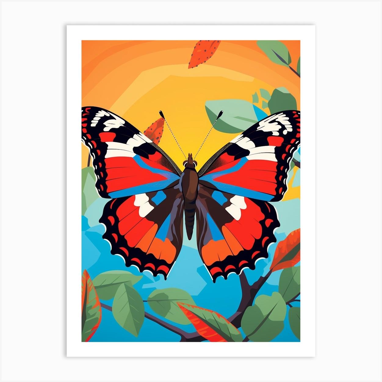 Pop Art Red Admiral Butterfly 2 Art Print by PopArt Pals