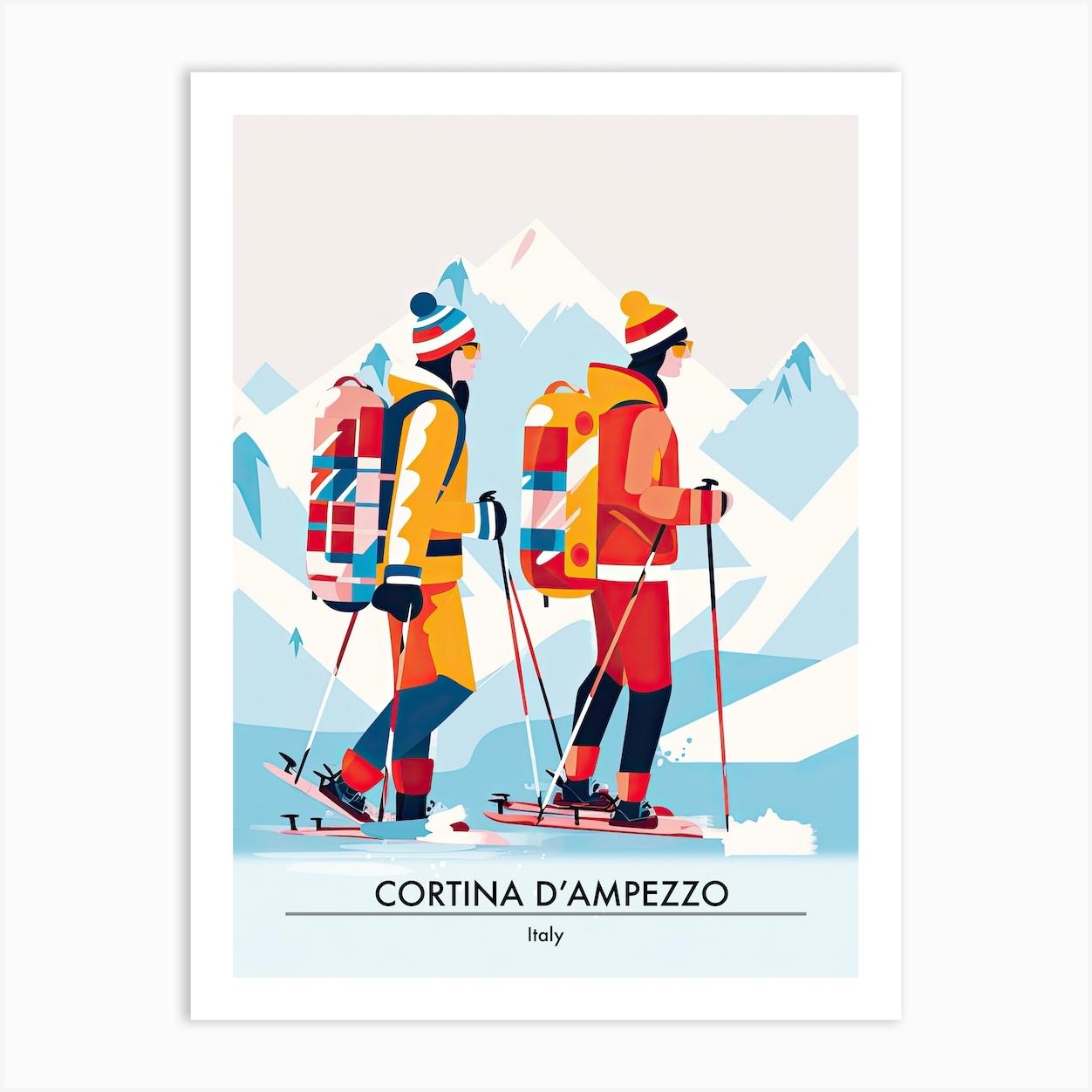 Cortina D Ampezzo Italy, Ski Resort Poster Illustration 3 Art Print by Piste Posters