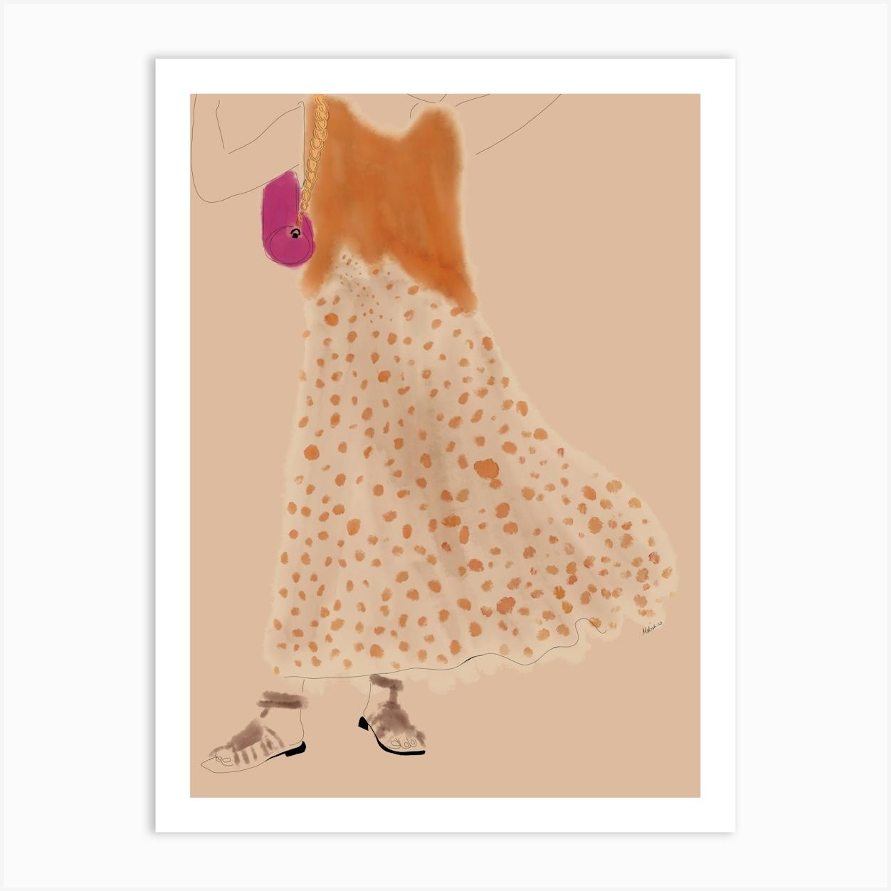 Polka Dot Dress - Fashion Artwork Art Print by melosh.co