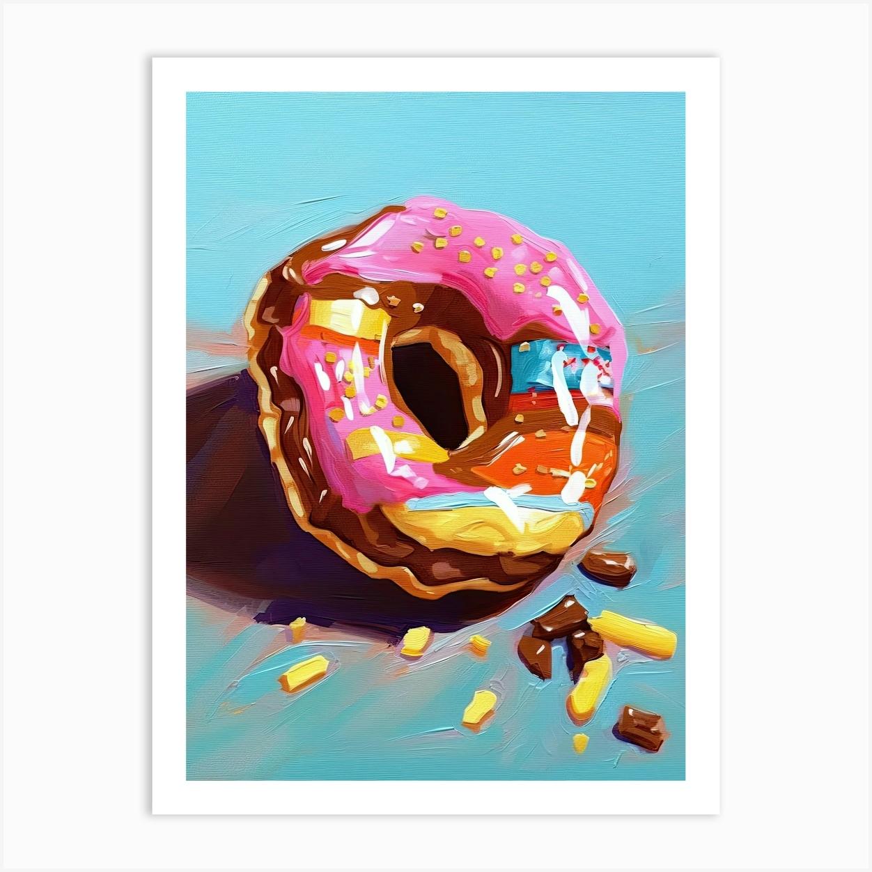 A Doughnut Oil Painting 2 Art Print by PopArt Pals