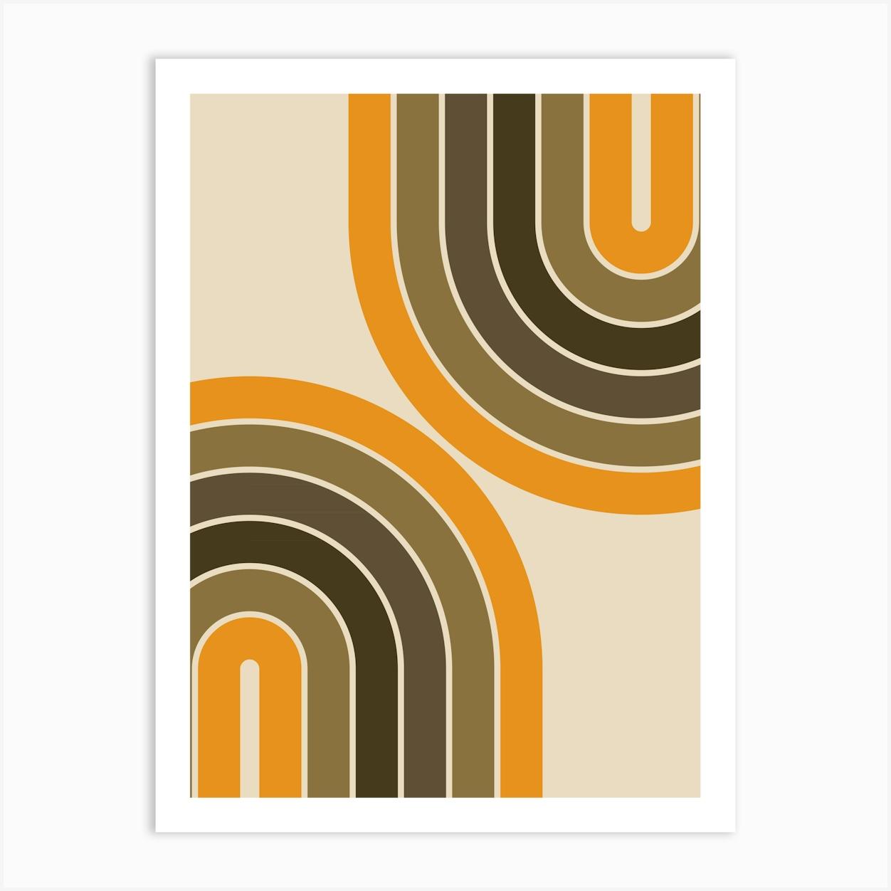 Midcentury Modern Geometric Rainbow Xi In Vintage Theme 01 Art Print by NineFlorals