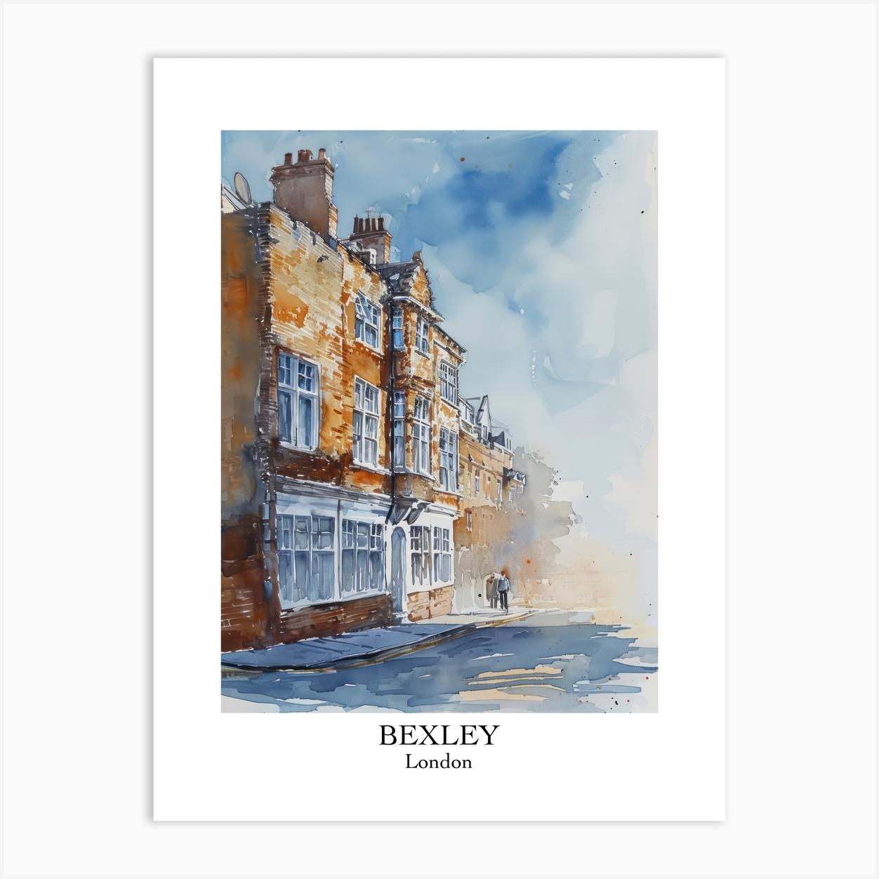 Bexley London Borough Street Watercolour 2 Poster Art Print by Cityscape Art Co.