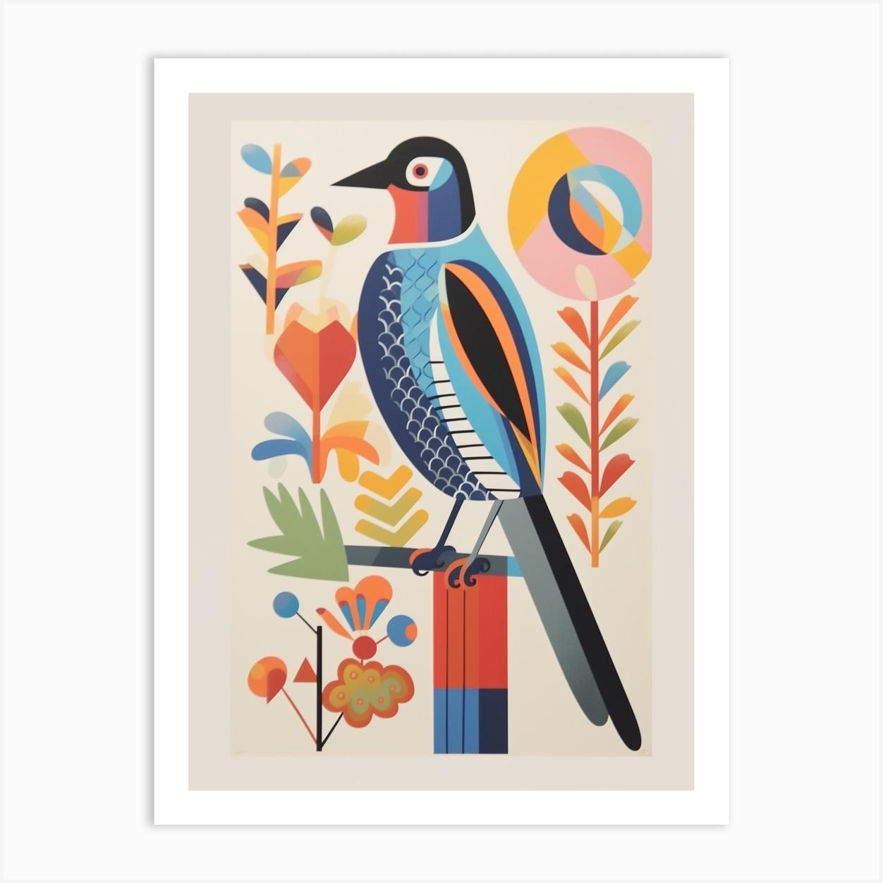 Colourful Scandi Bird Falcon 4 Art Print by Feathered Muse