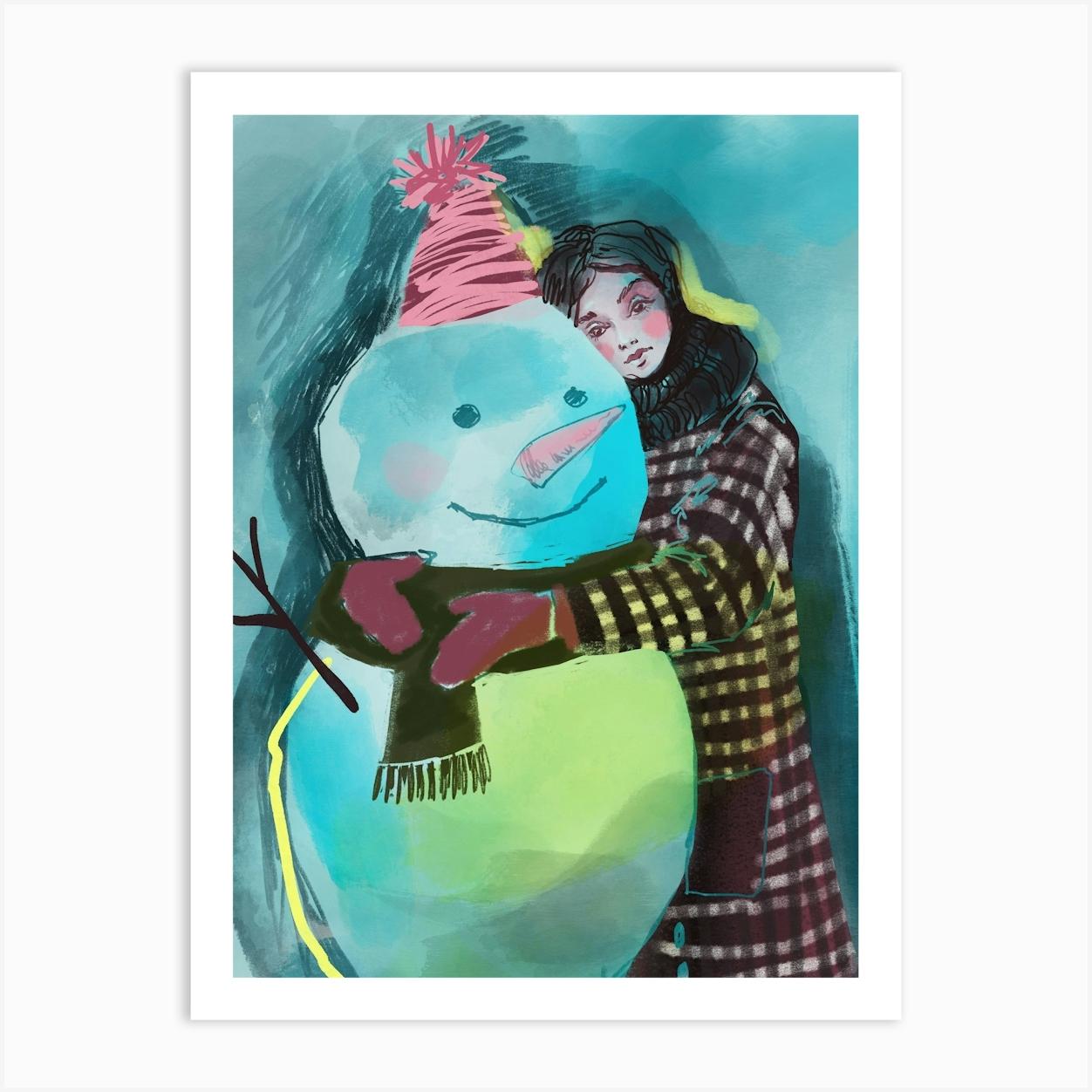 Snowman Art Print by Raspberry Print
