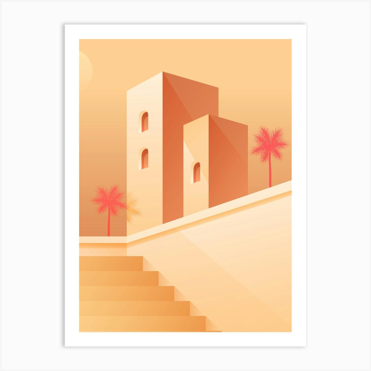 Egyptian City — boho travel poster Art Print by Synthwave1950