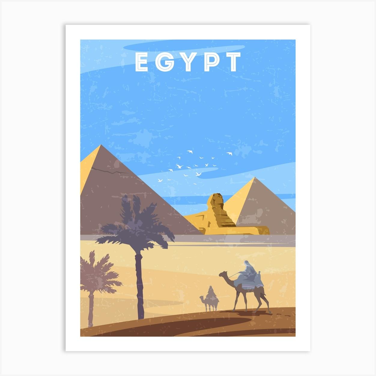 Egypt — Retro travel minimalist poster Art Print by Synthwave1950