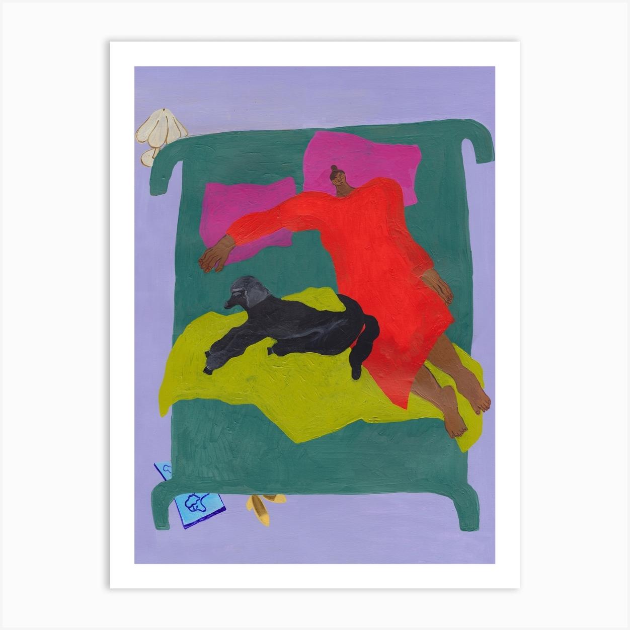 Dog On Bed Poster