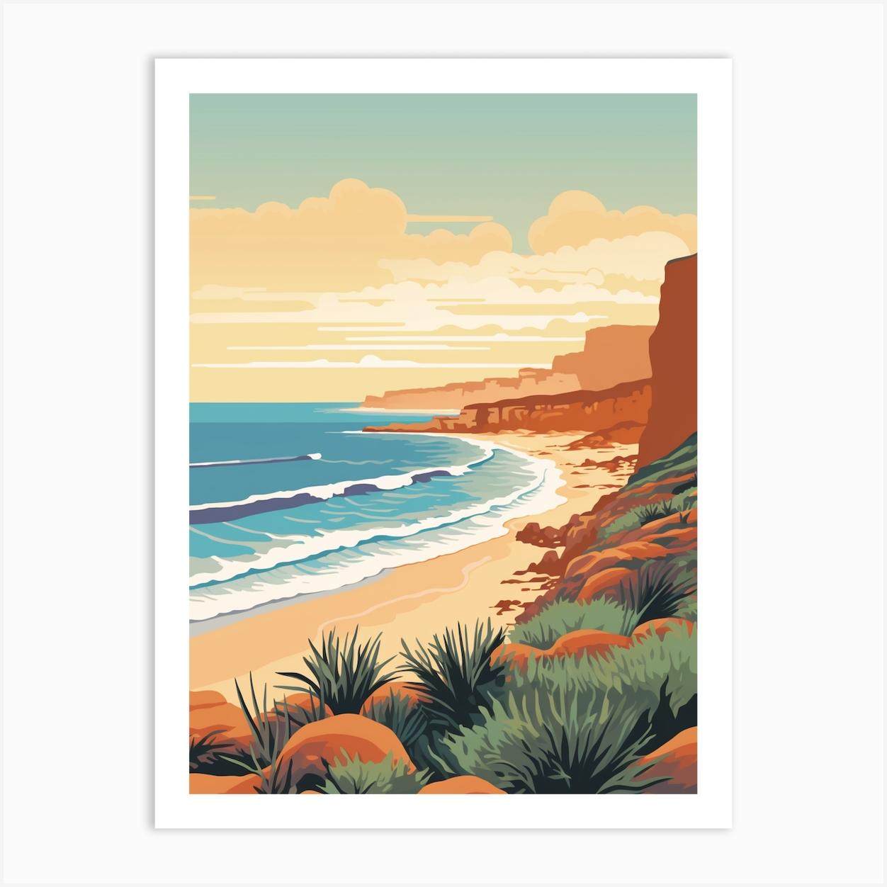 Vintage Retro Print Of Cape Le Grand National Park, Australia 3 Art Print by Sand & Surf Prints