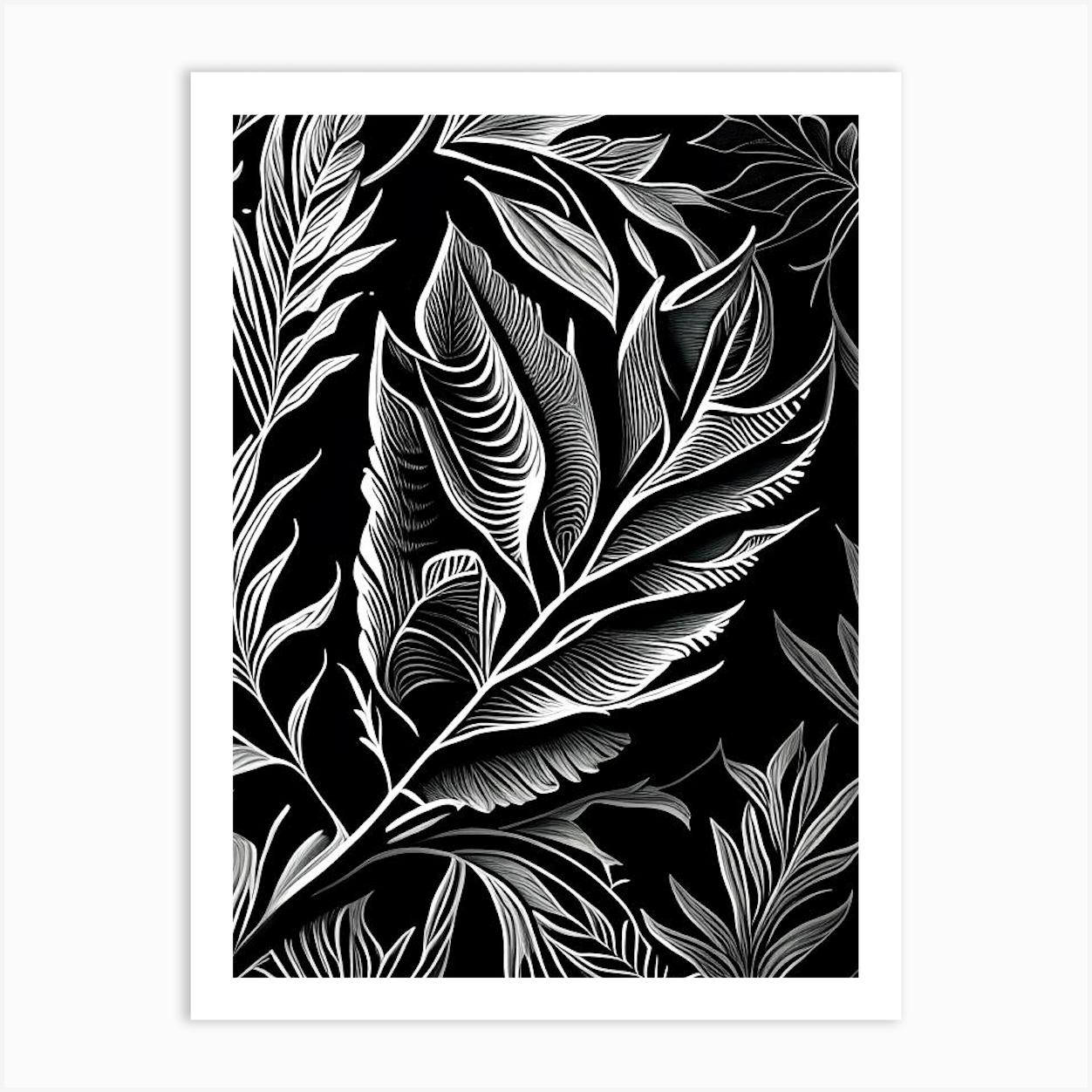 Olive Leaf Linocut 2 Art Print by Leaf & Stem Studio