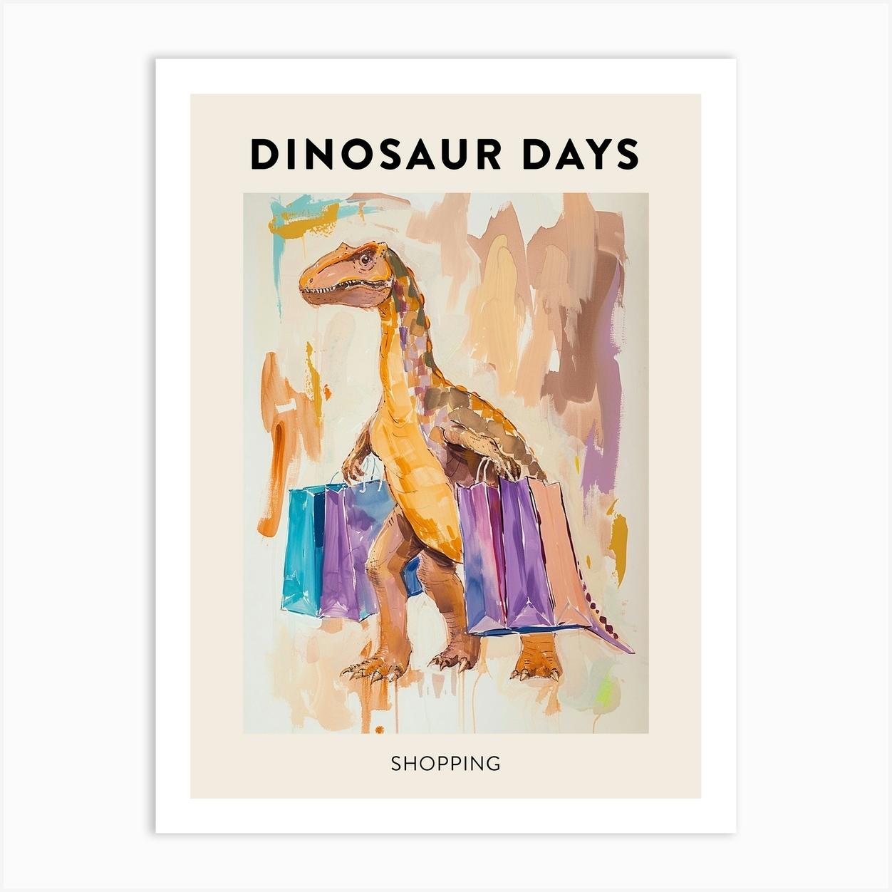 Dinosaur Shopping Poster 2 Art Print by Dino Delights